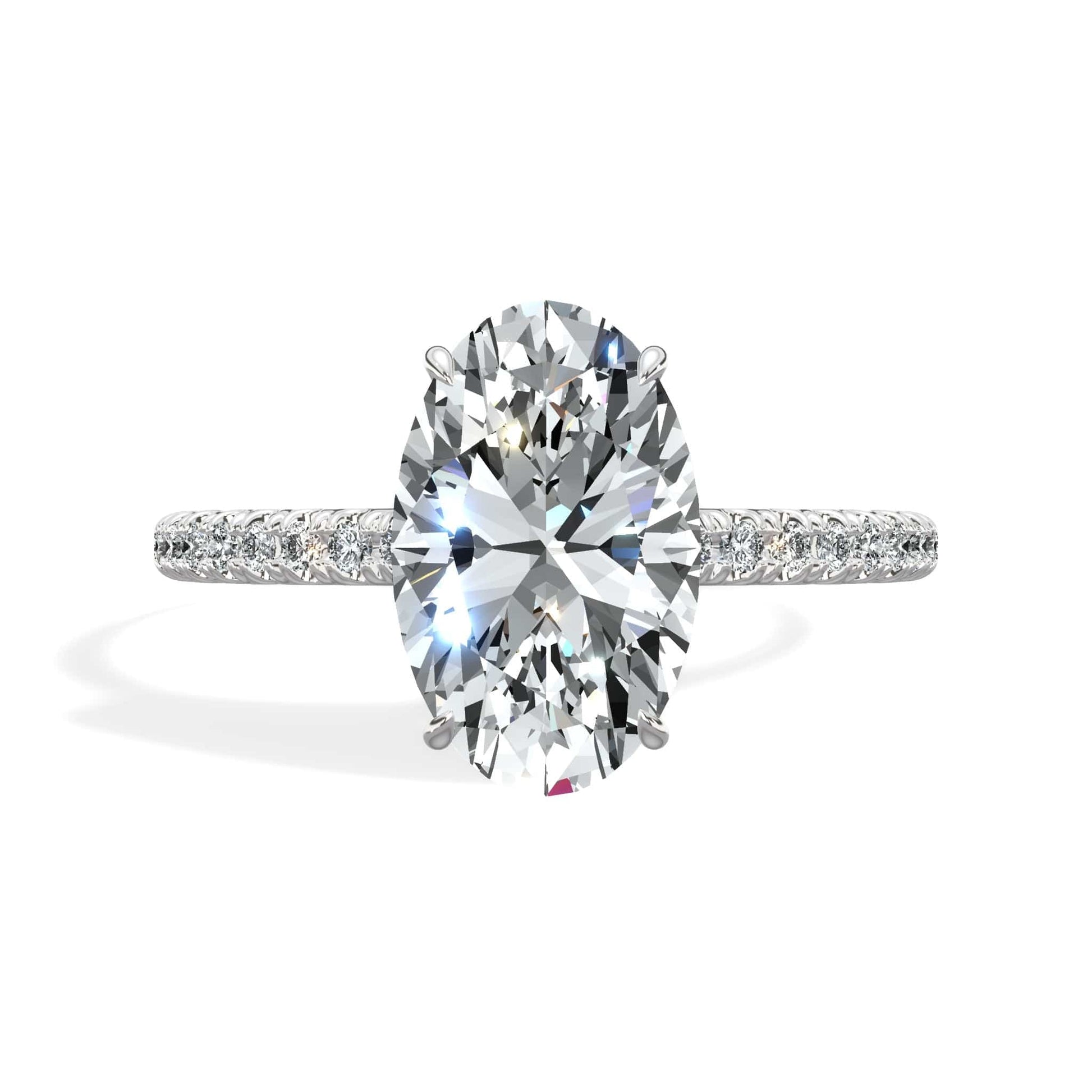 Oval diamond engagement ring in white gold