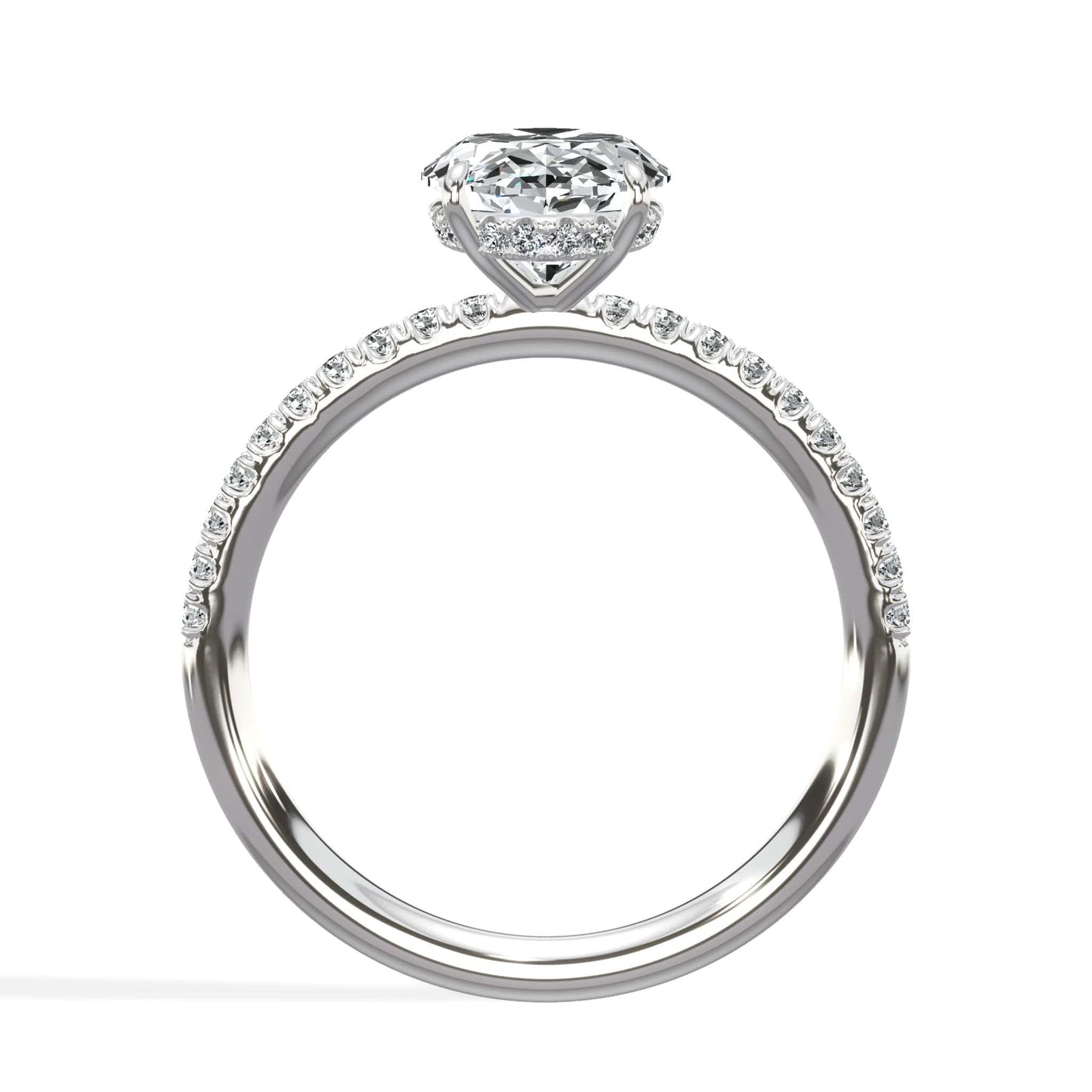 Oval diamond ring in white gold