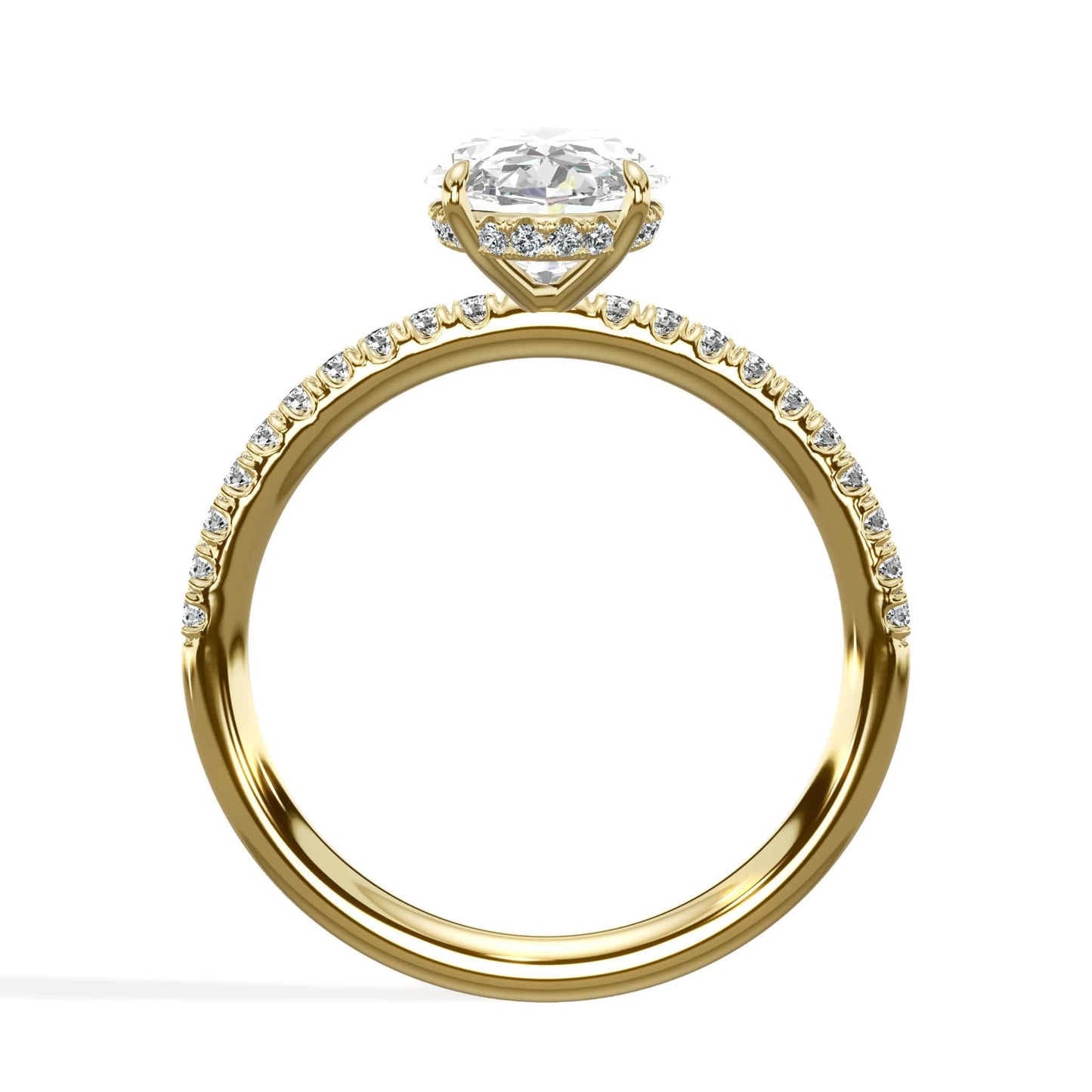 Oval diamond engagement ring in yellow gold
