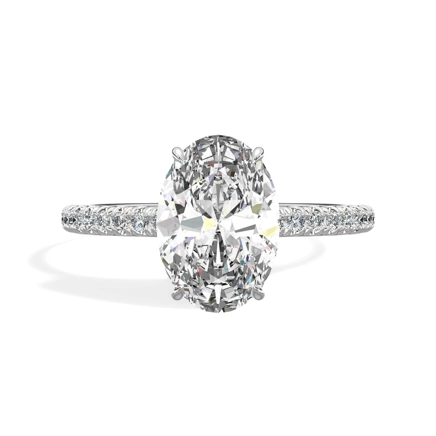 Oval diamond ring in white gold