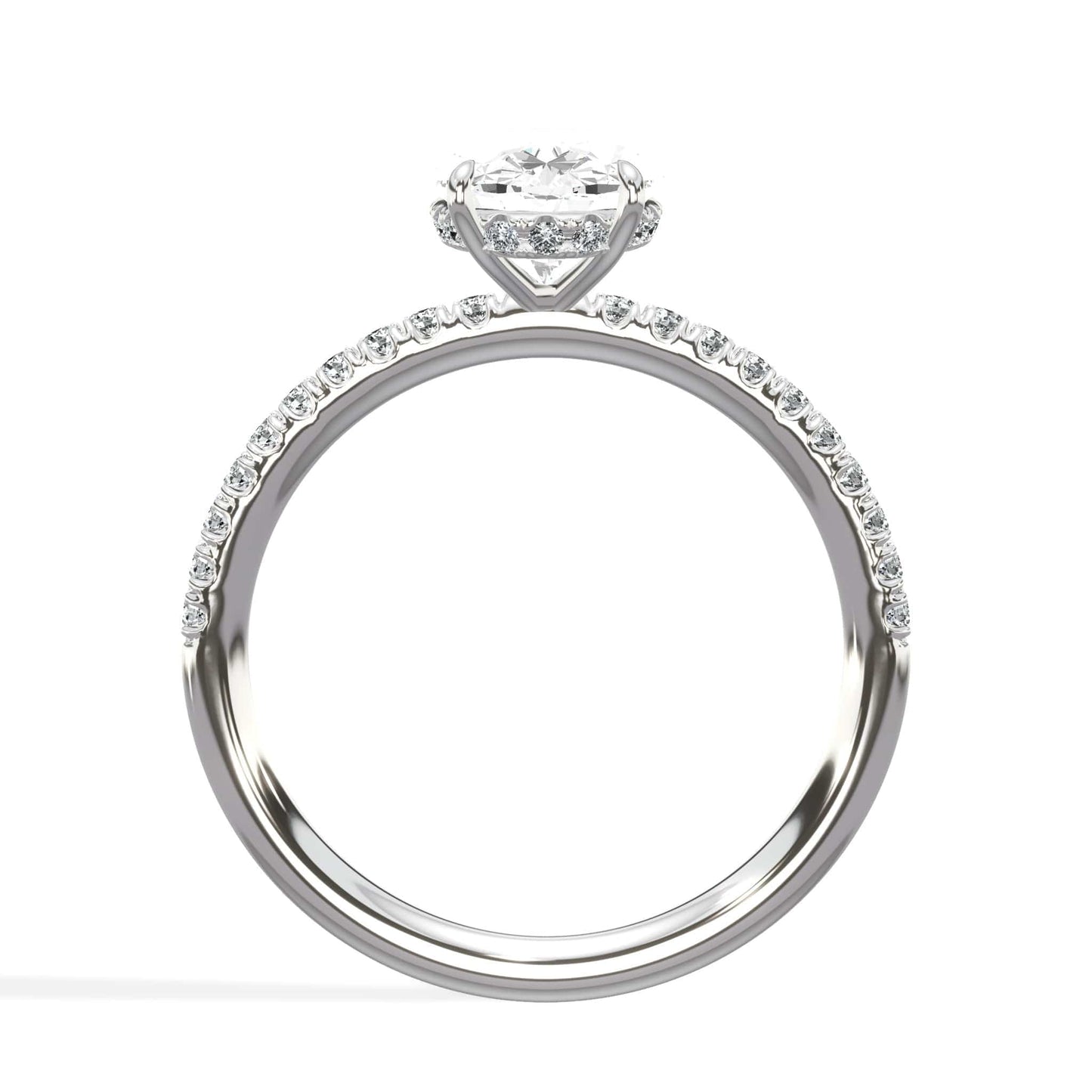 Oval diamond ring in white gold