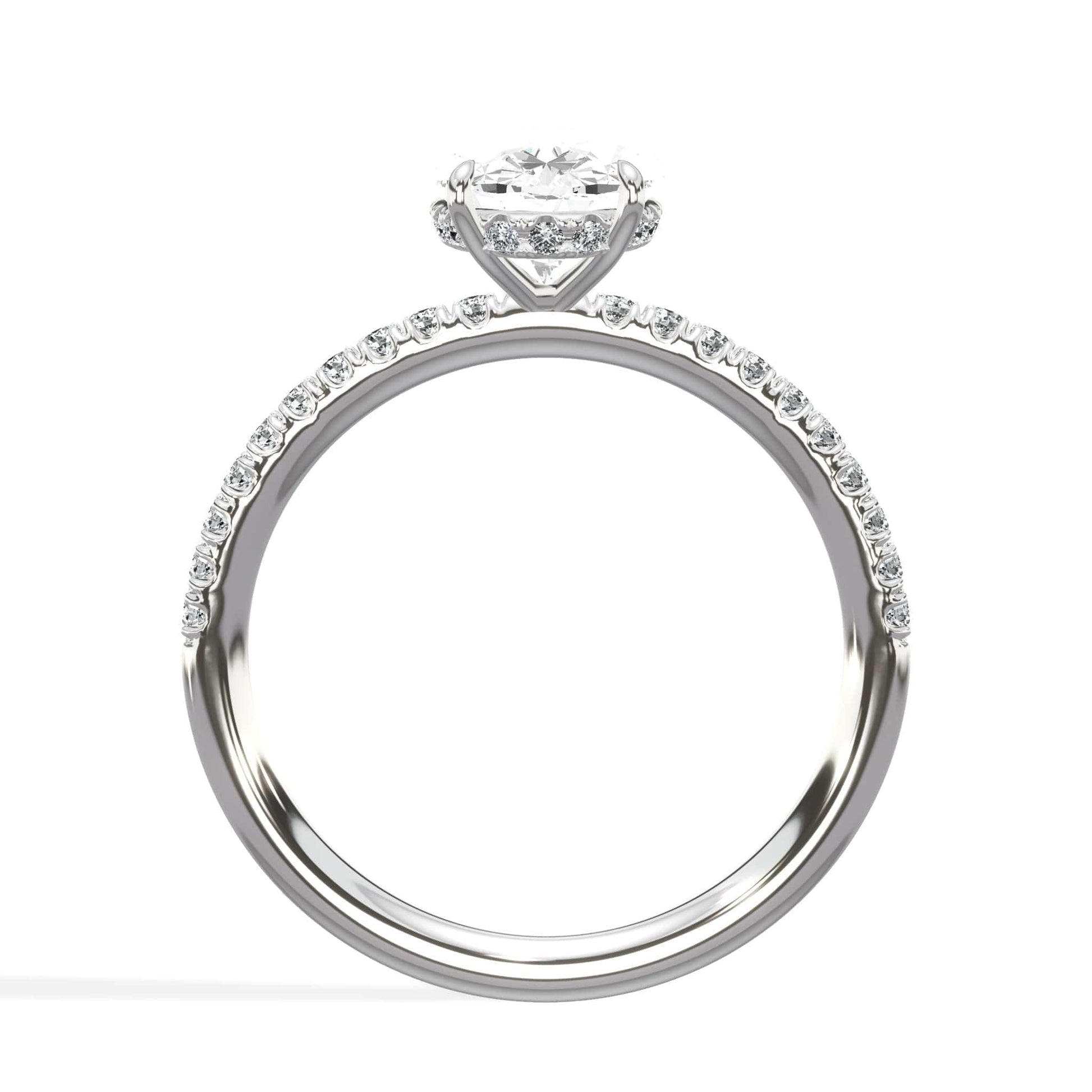 Oval diamond ring in white gold