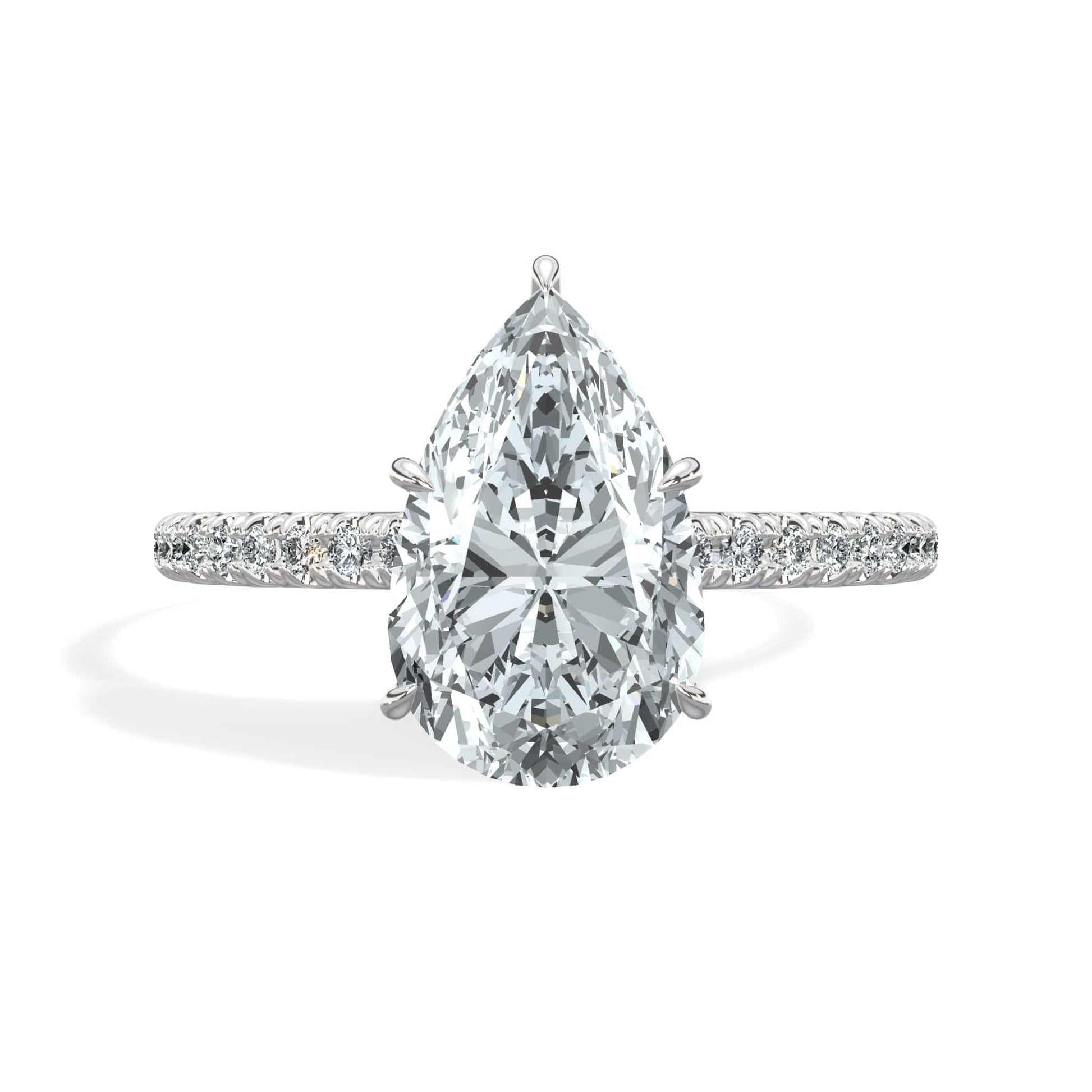 Pear diamond ring in white gold