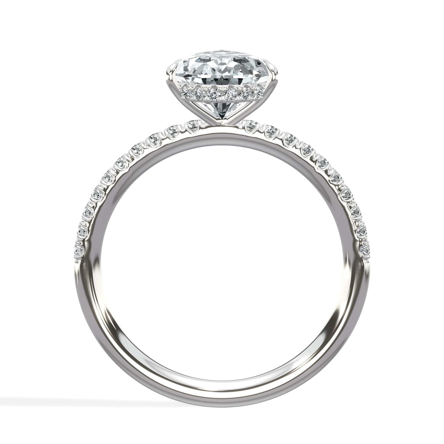 Pear diamond halo ring in white gold