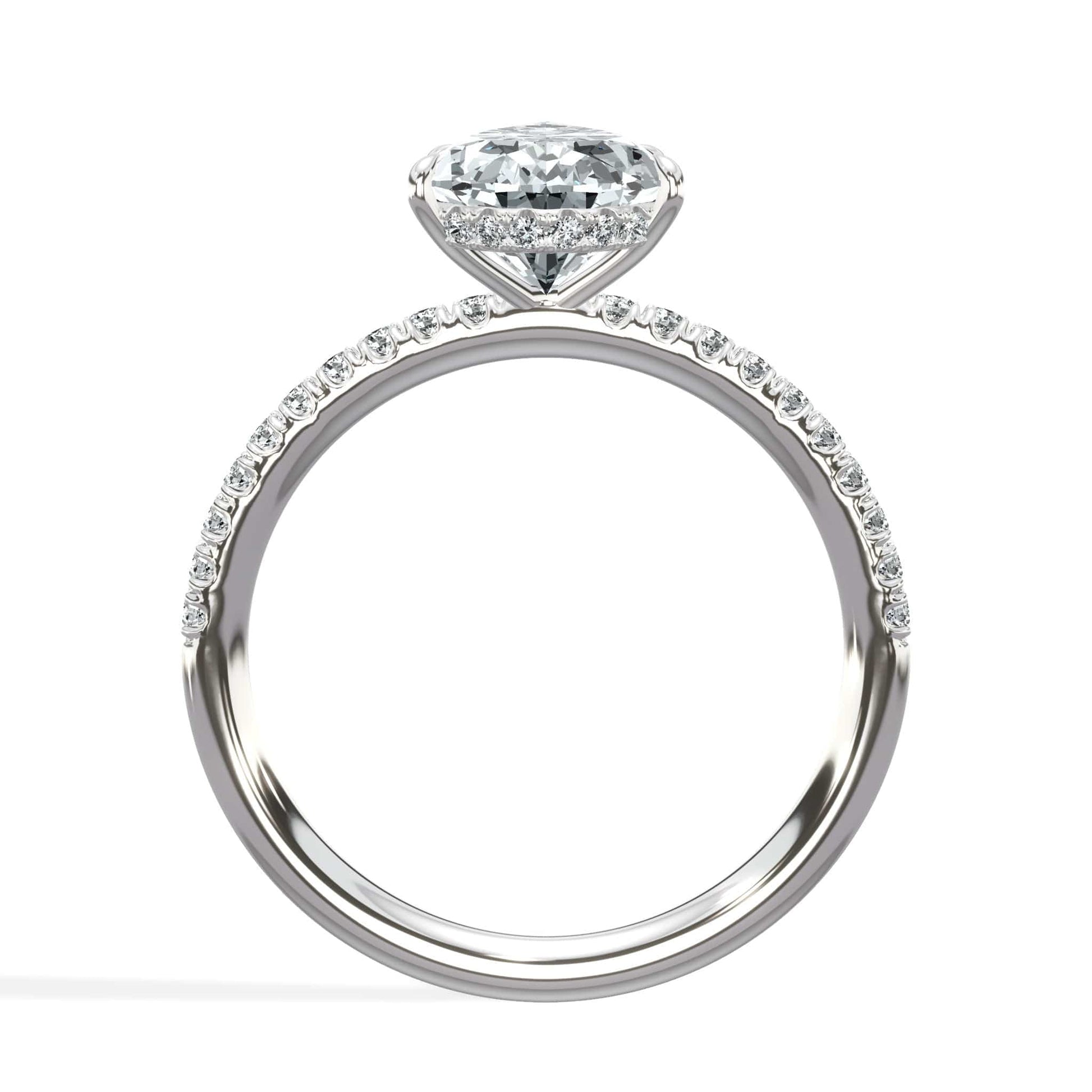 Pear diamond halo ring in white gold