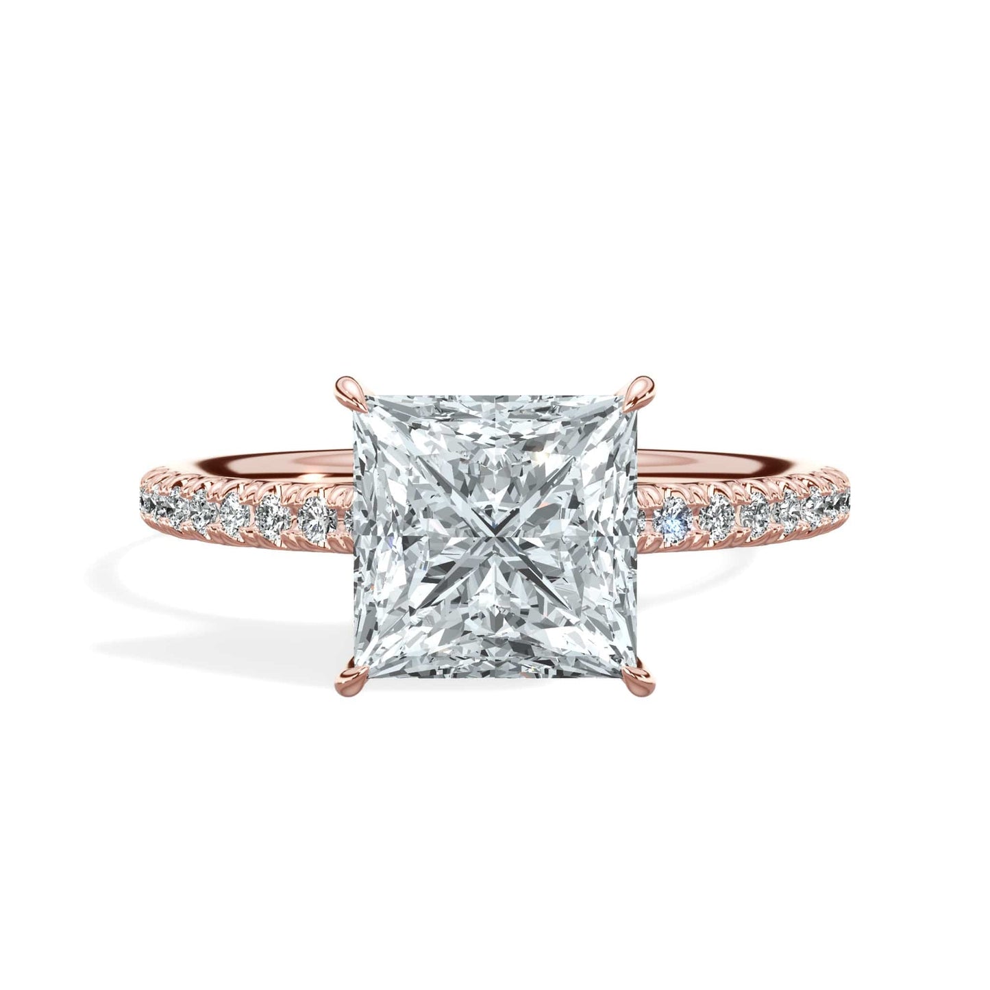 Princess cut diamond rose gold ring