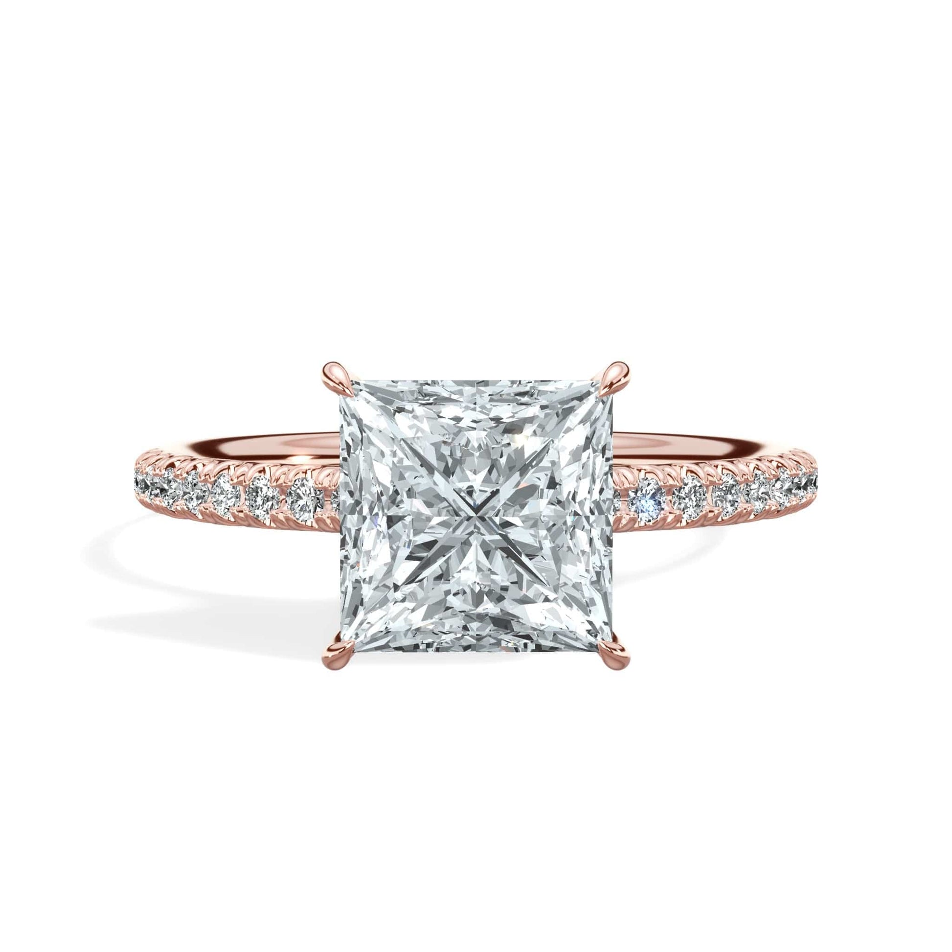 Princess cut diamond rose gold ring