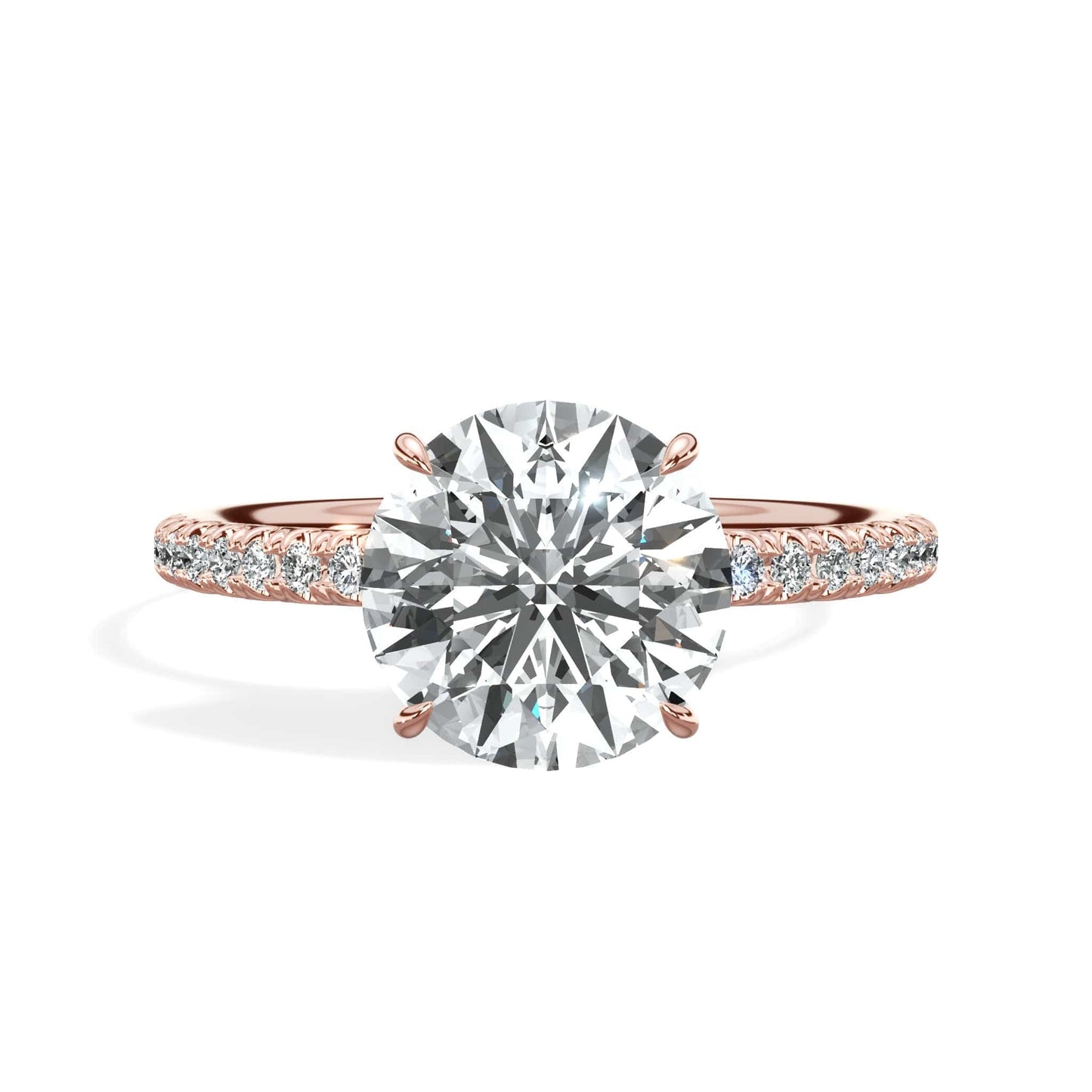 Round diamond rose gold engagement ring