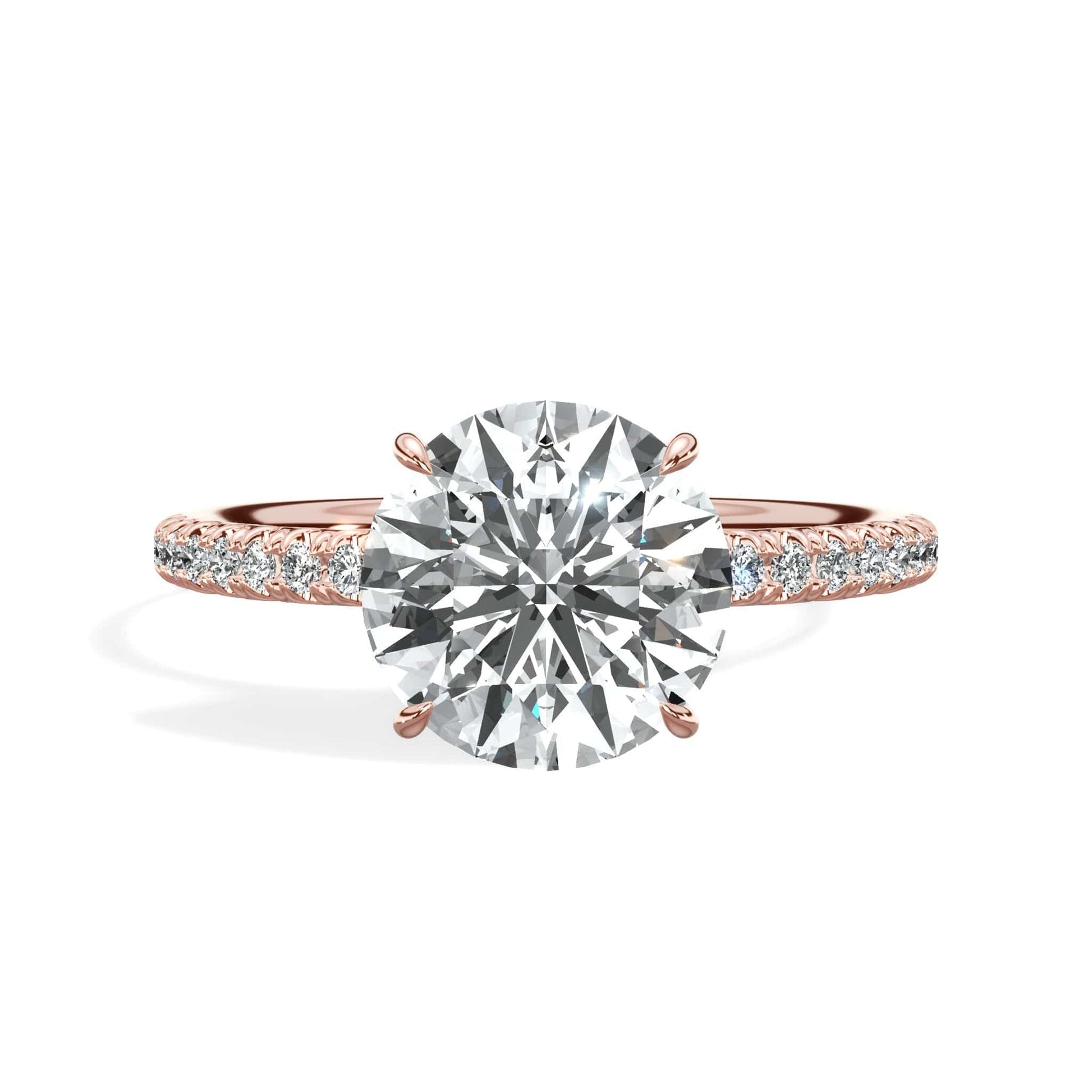 Round diamond rose gold engagement ring