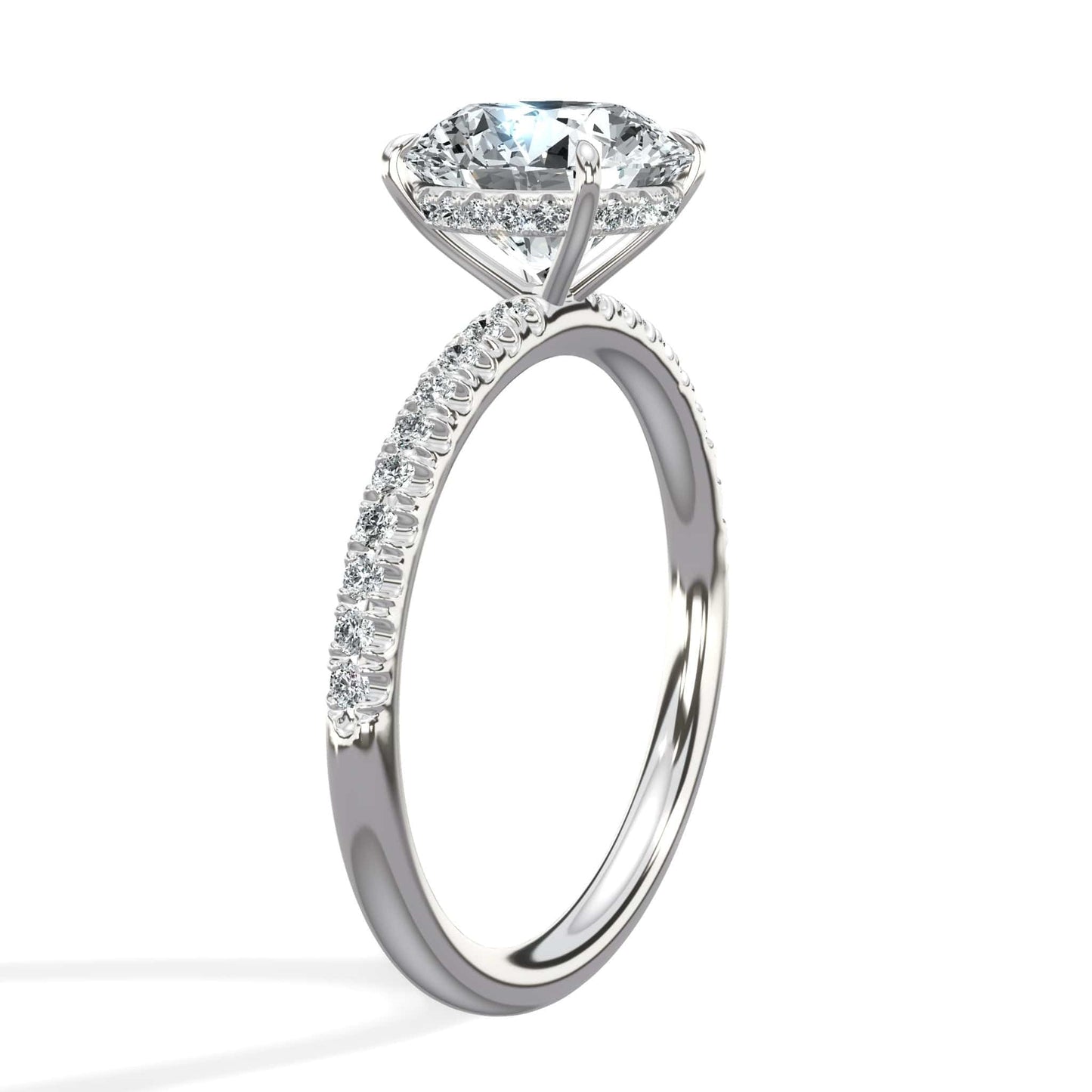 Round diamond engagement ring in white gold