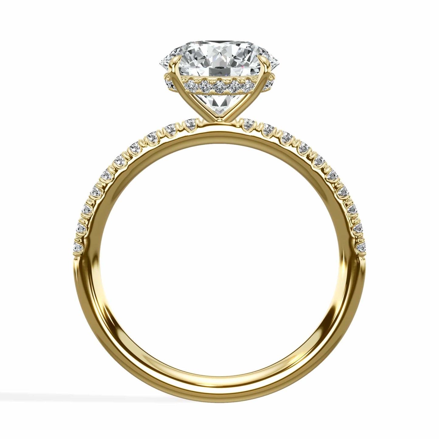 Round diamond ring in yellow gold