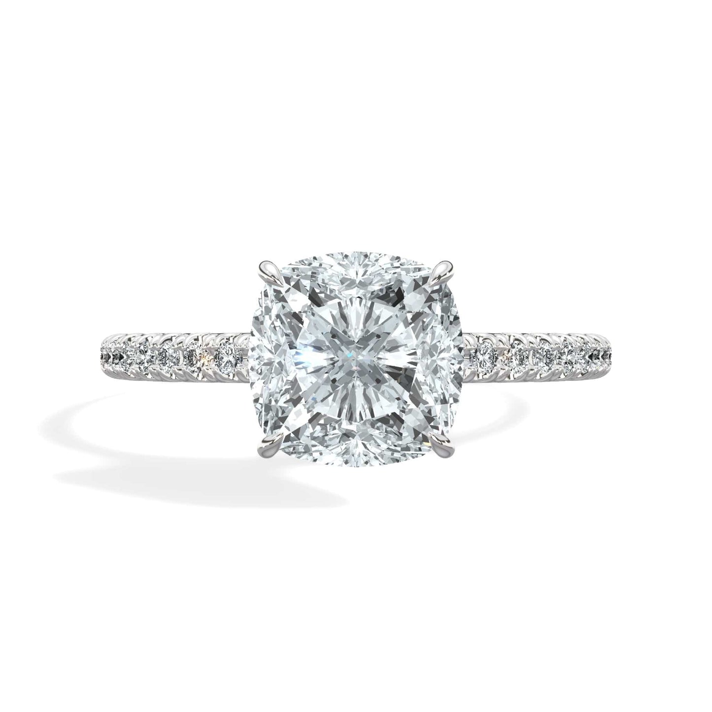 Cushion cut diamond engagement ring in white gold