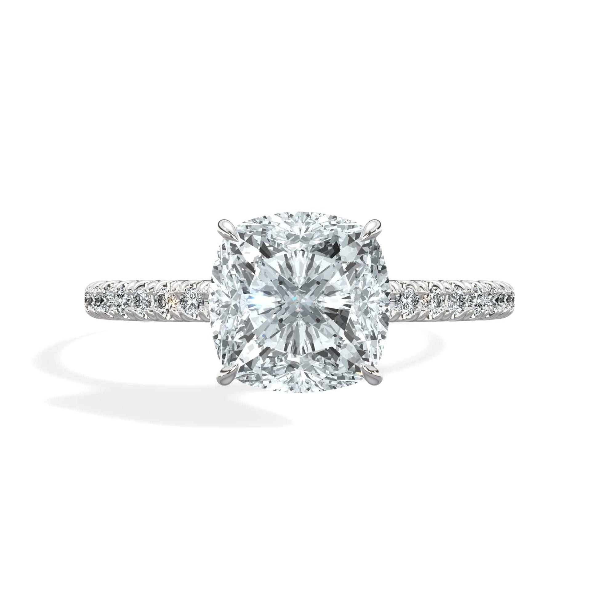 Cushion cut diamond engagement ring in white gold