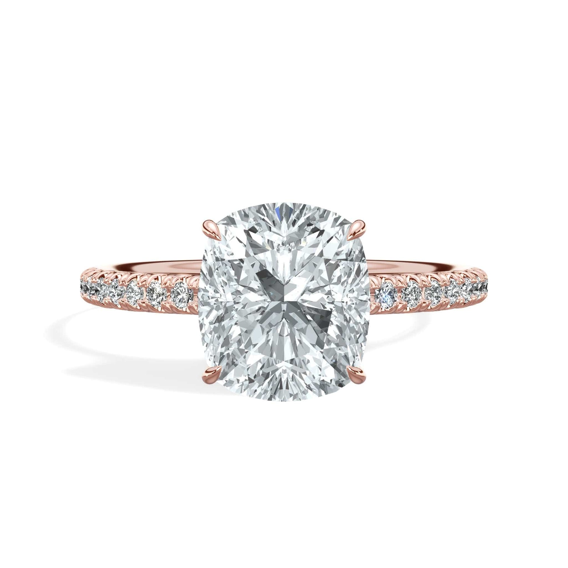 Rose gold cushion cut diamond engagement ring