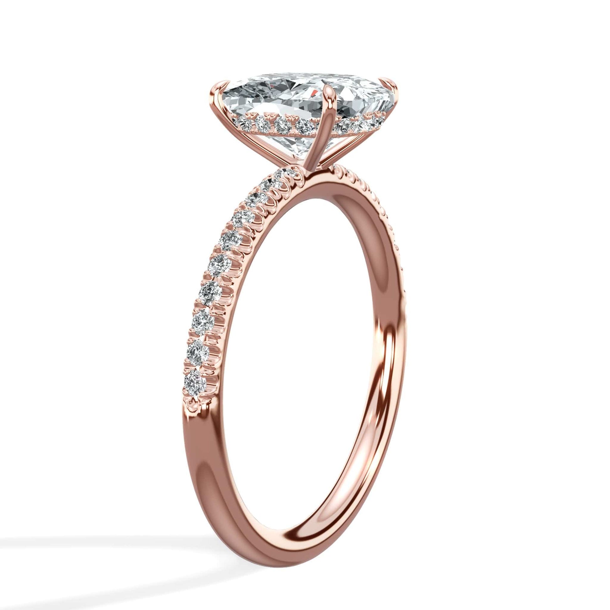 Rose gold princess diamond engagement ring