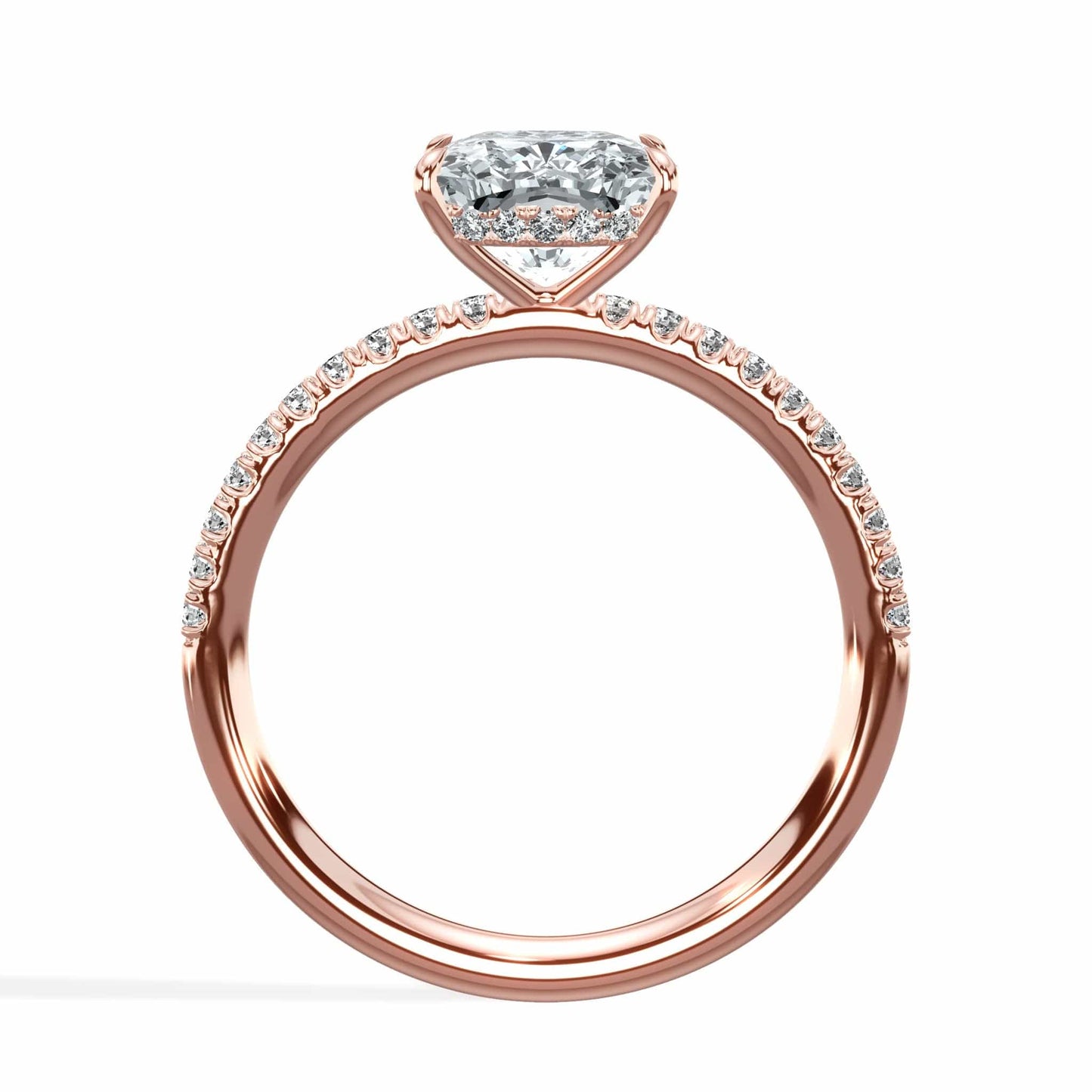 Rose gold cushion cut diamond engagement ring