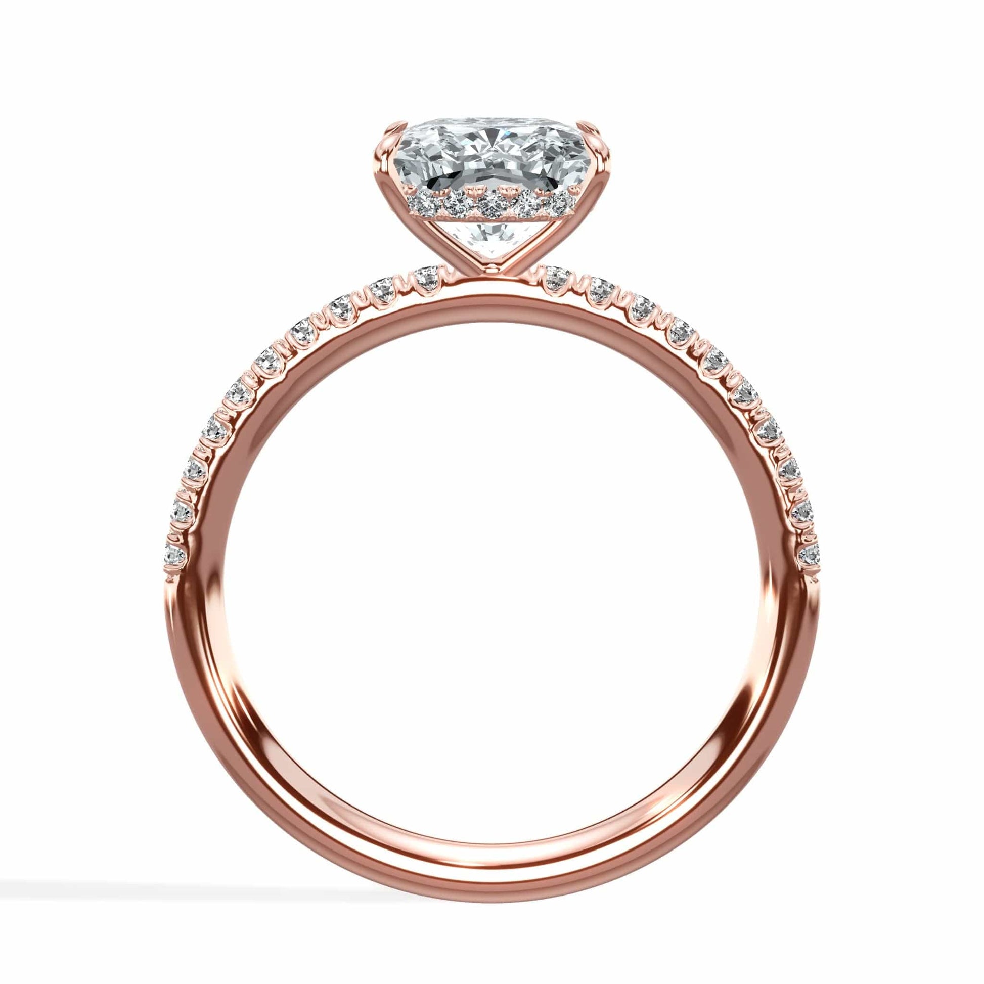 Rose gold cushion cut diamond engagement ring