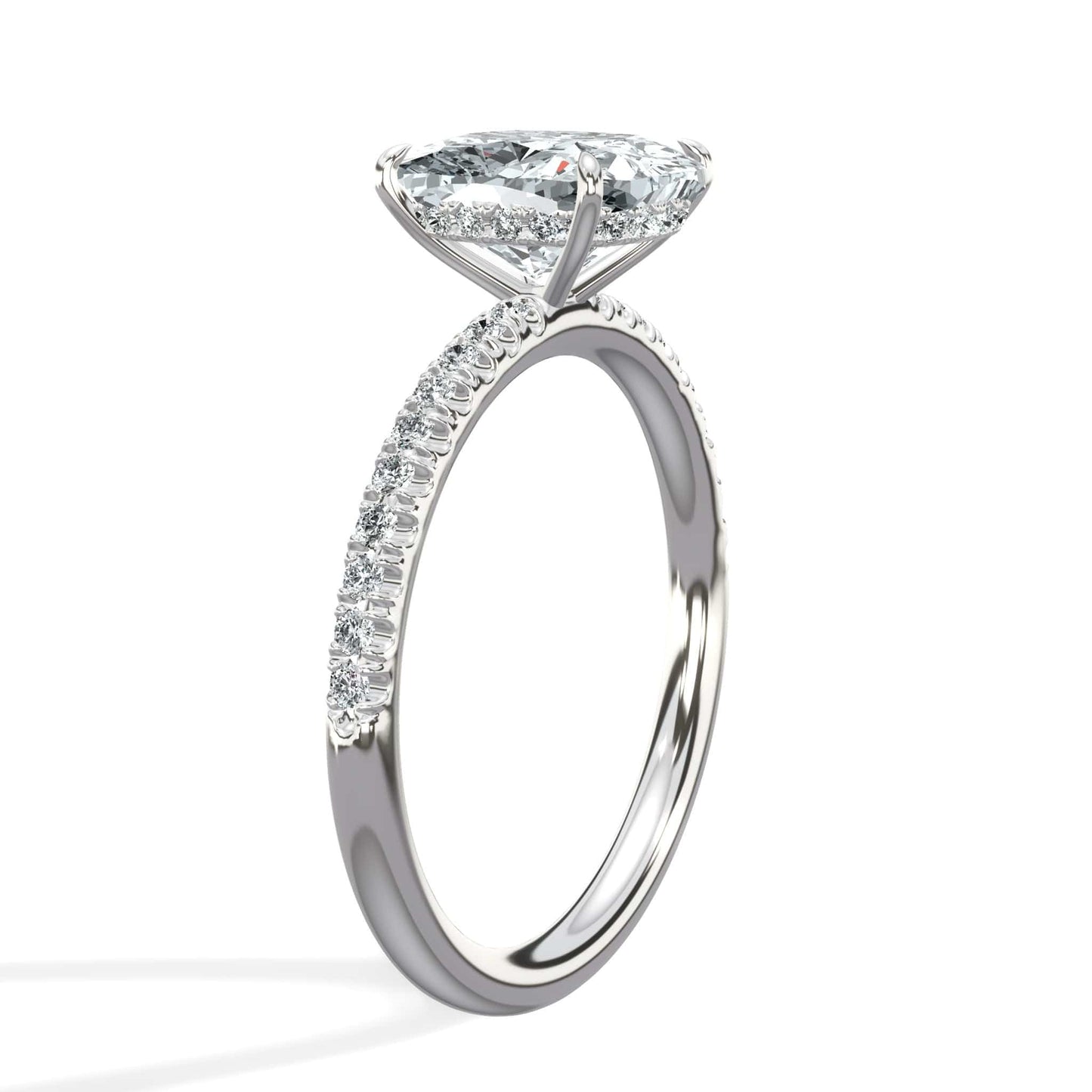 White gold cushion cut diamond ring