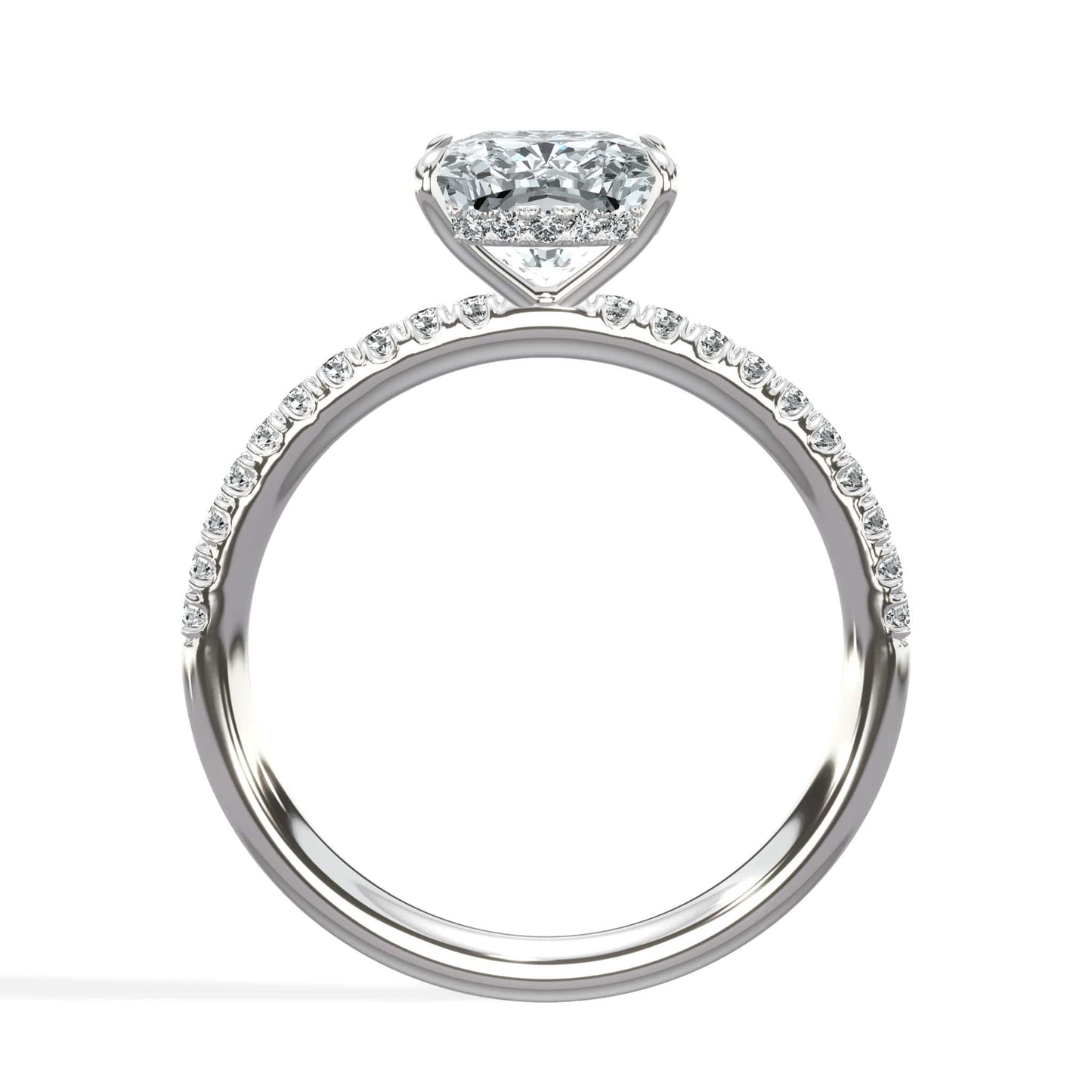 Cushion cut diamond ring in white gold