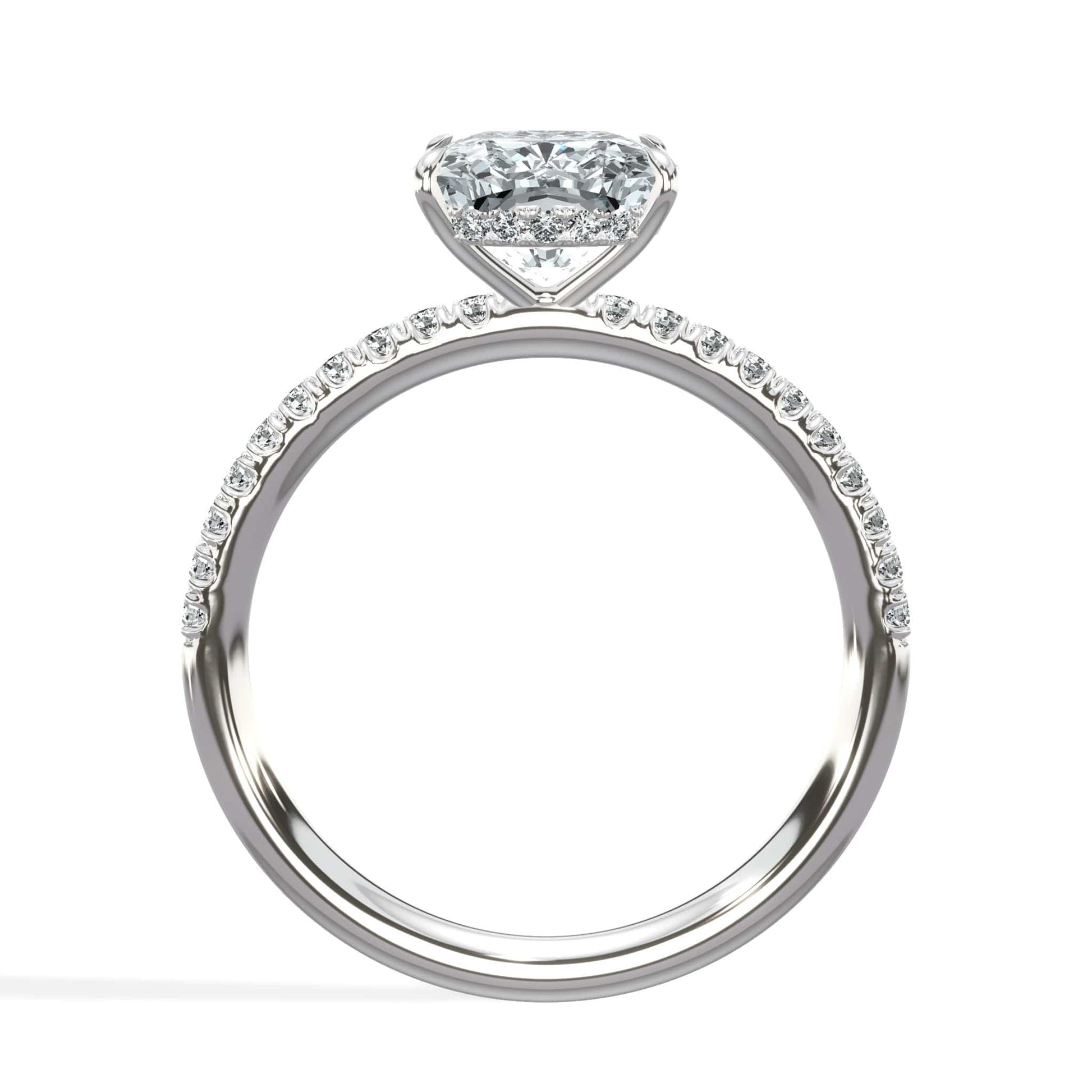Cushion cut diamond ring in white gold
