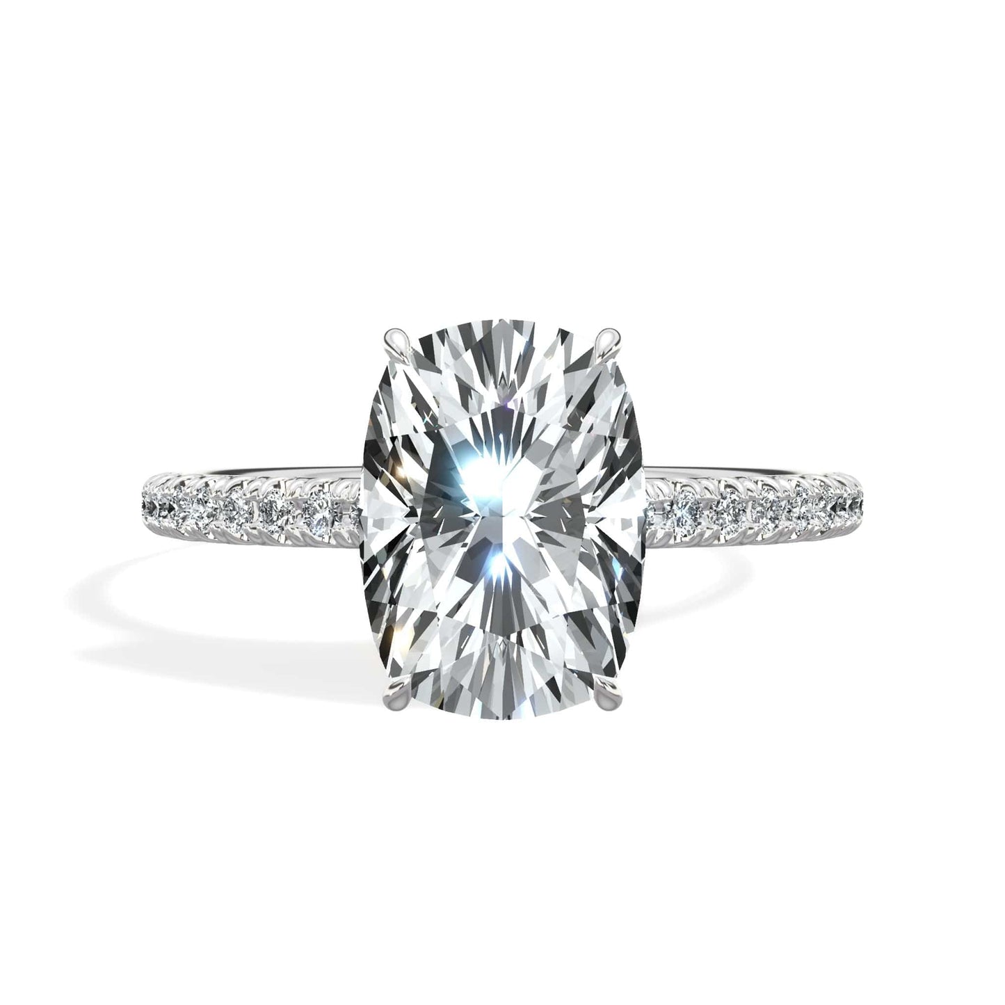 Cushion Cut Diamond Ring in White Gold