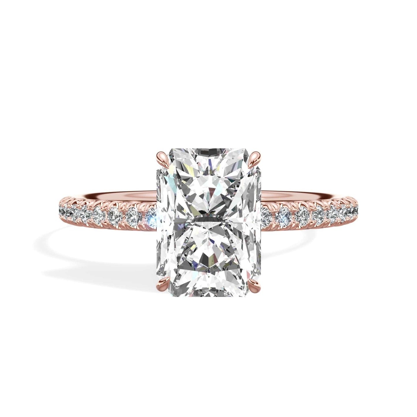 Rose gold radiant cut diamond ring