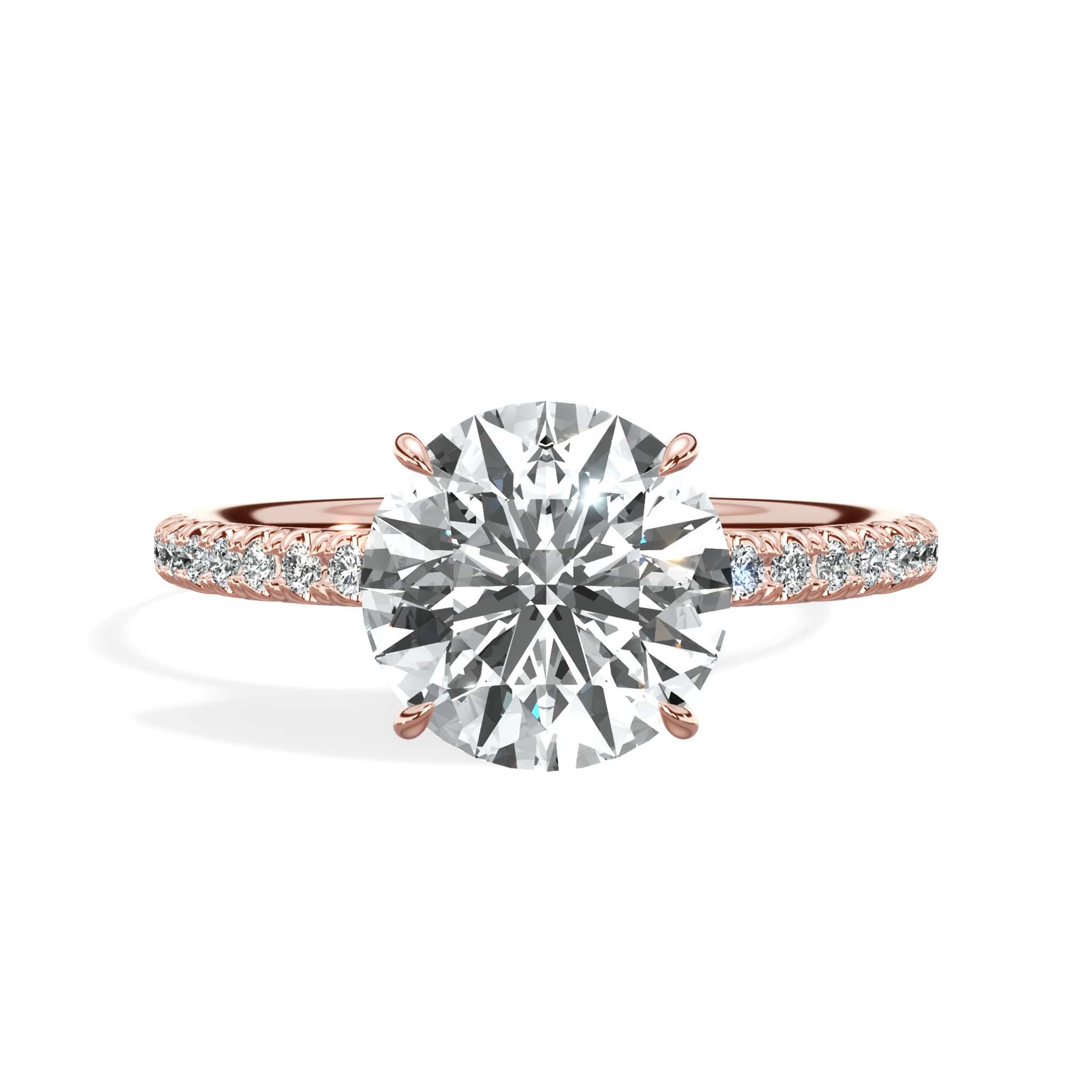 2 Carat Round Lab Grown Diamond Engagement Ring in 14K Rose Gold