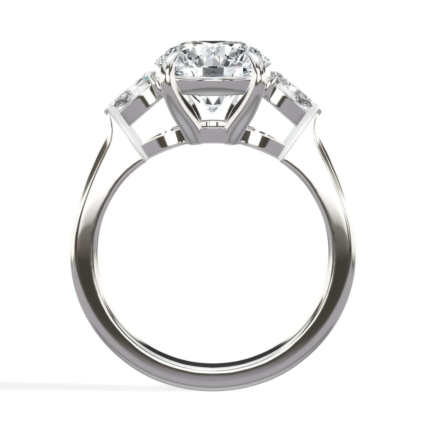 2ct round diamond three-stone engagement ring in white gold