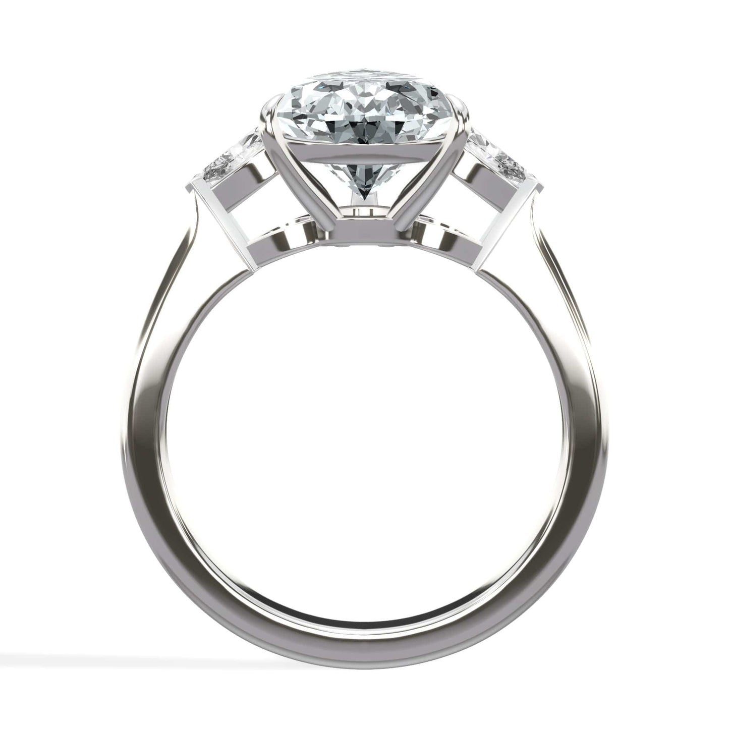Pear-shaped diamond engagement ring in white gold