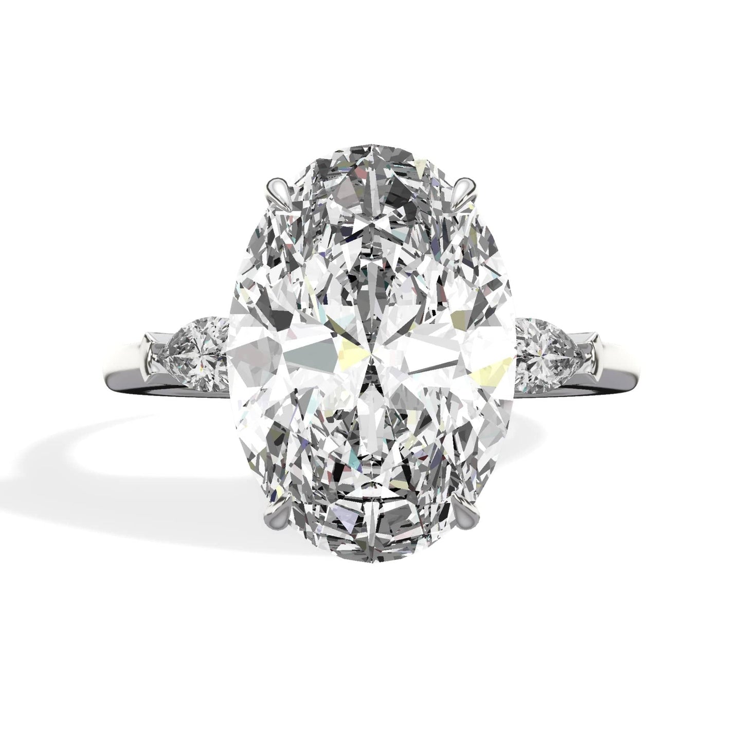 Oval diamond engagement ring in white gold