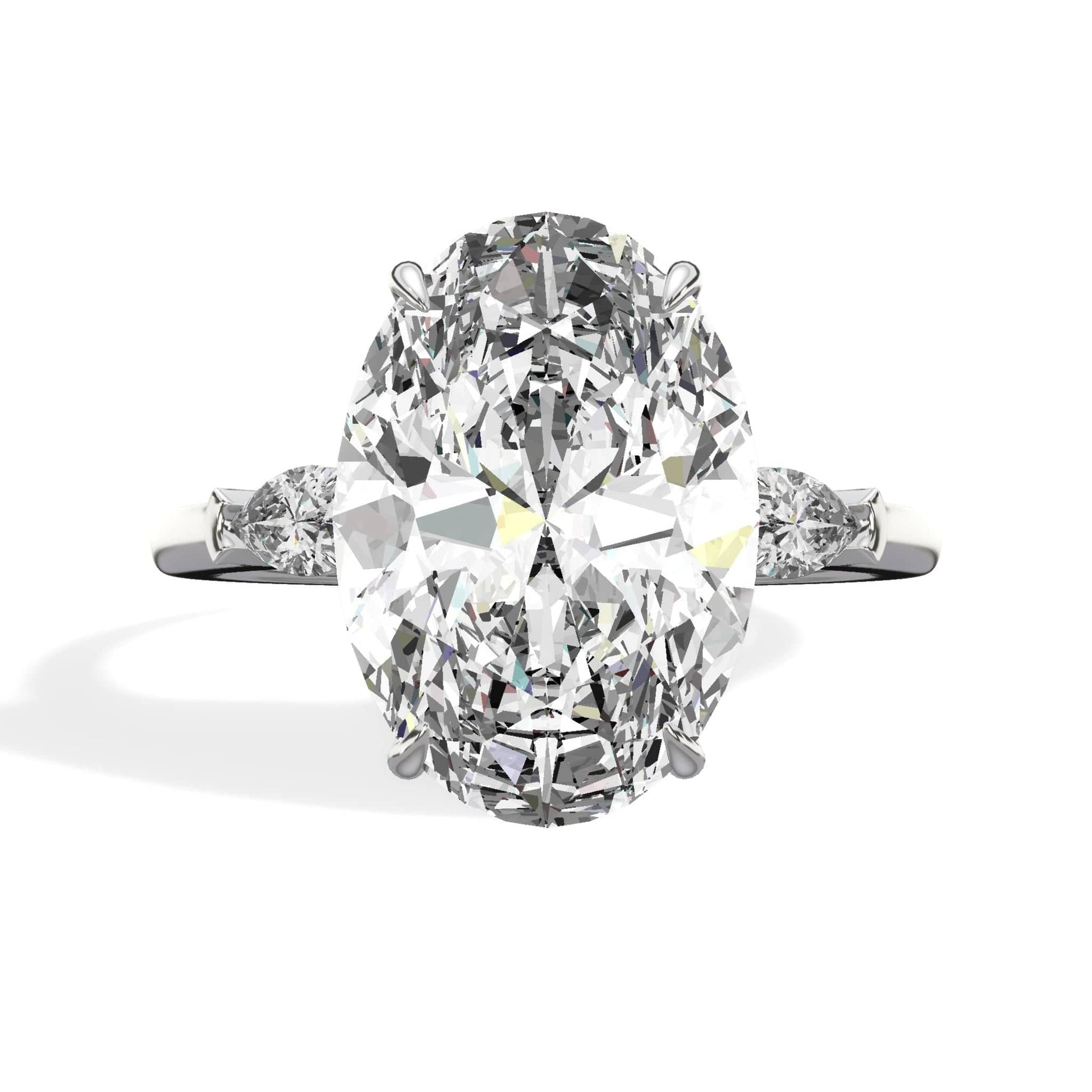 Oval diamond engagement ring in white gold