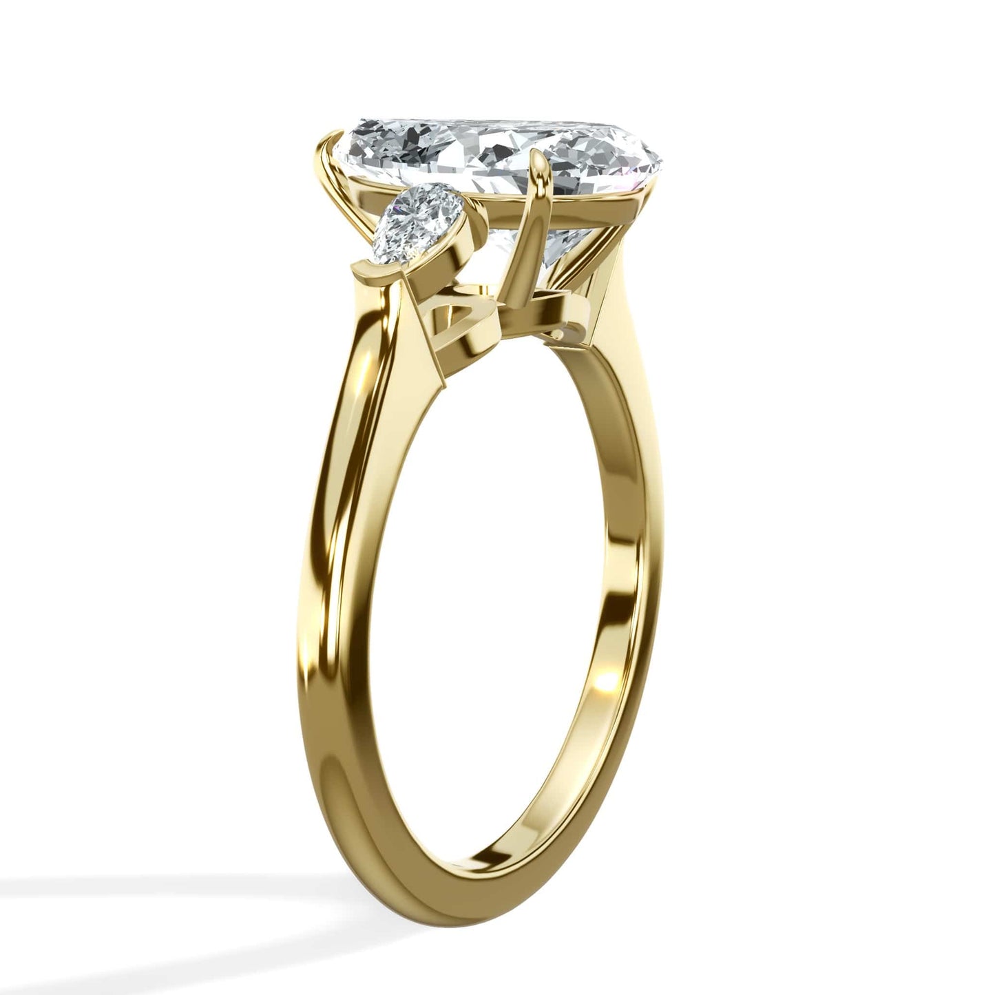 2.71 Carats Pear Shape with Pear Shape Side Stones Diamond Engagement Ring