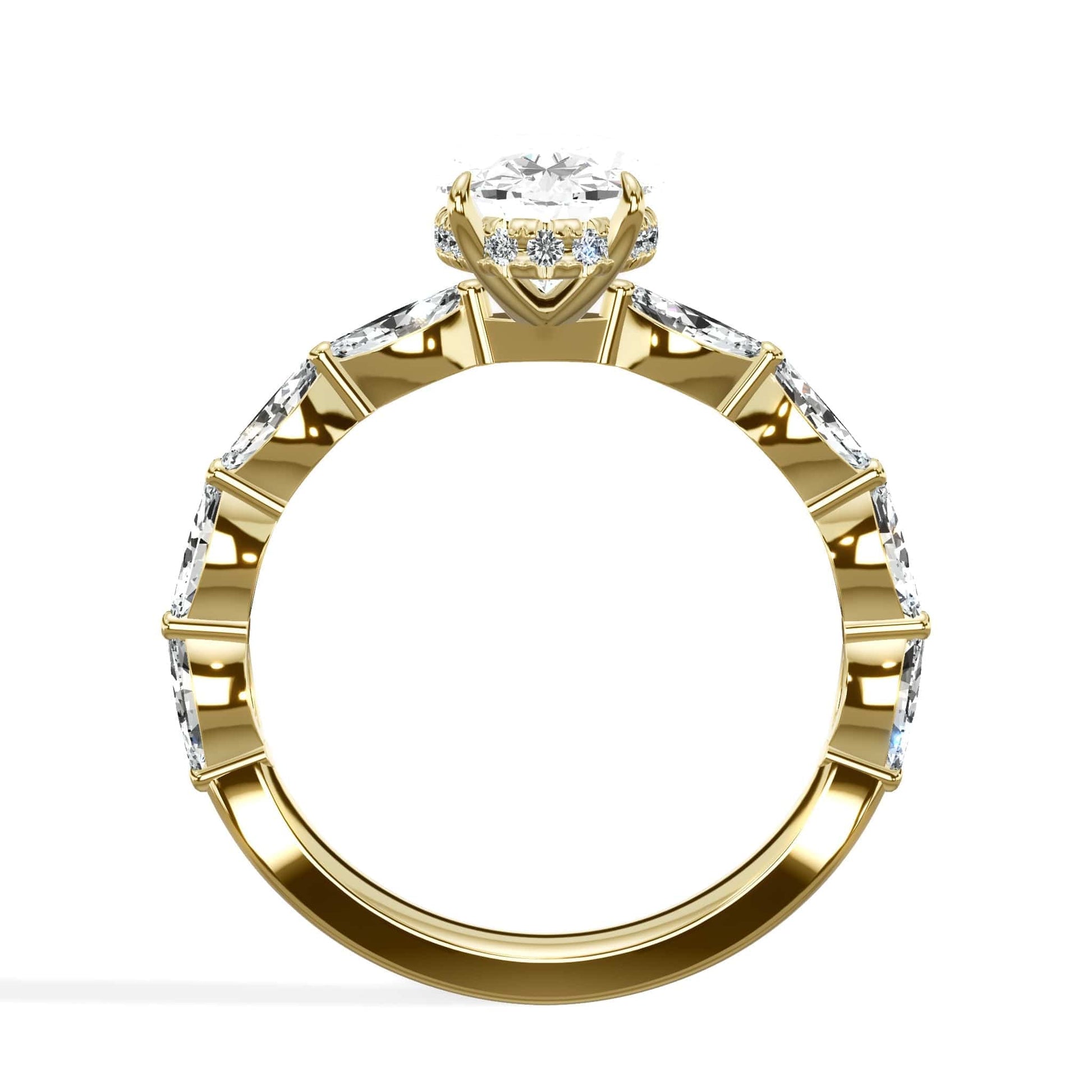 Yellow gold oval diamond ring