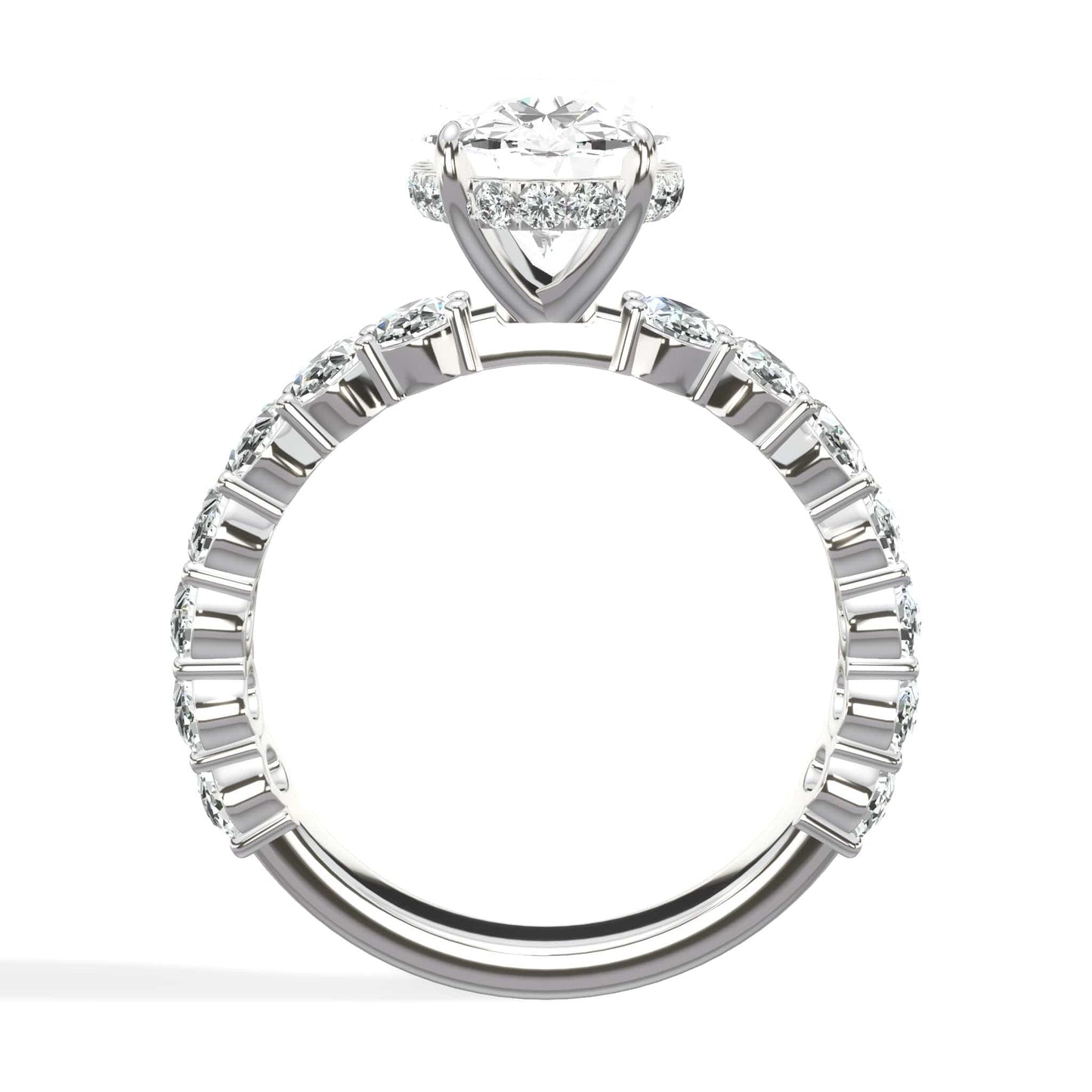 Oval diamond ring in white gold