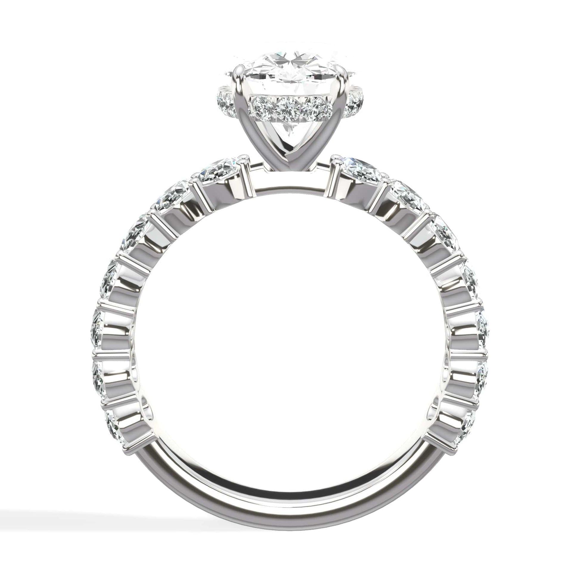 Oval diamond ring in white gold