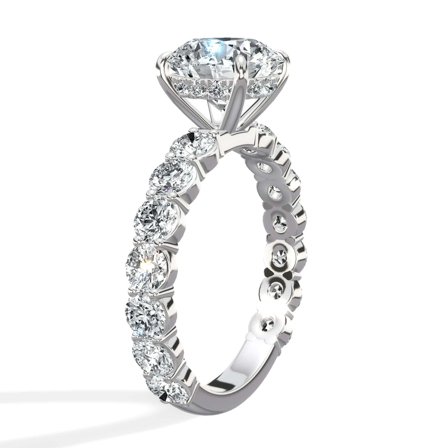 4 Carat Lab Grown Round Diamond Engagement Ring with 3/4 Eternity Band