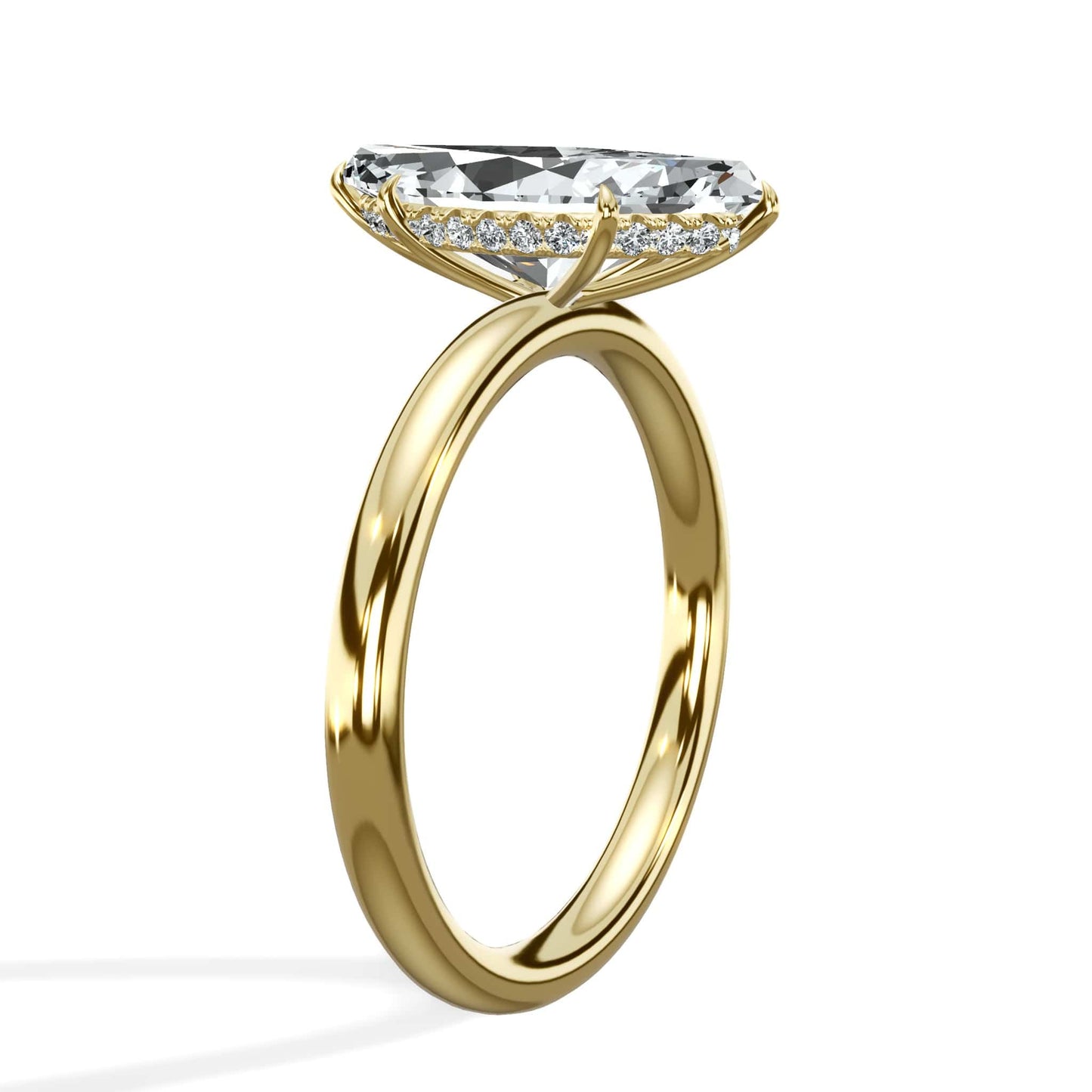 2.20 Carats Lab Grown Marquise Cut Solitaire Hidden Halo Diamond Engagement Ring