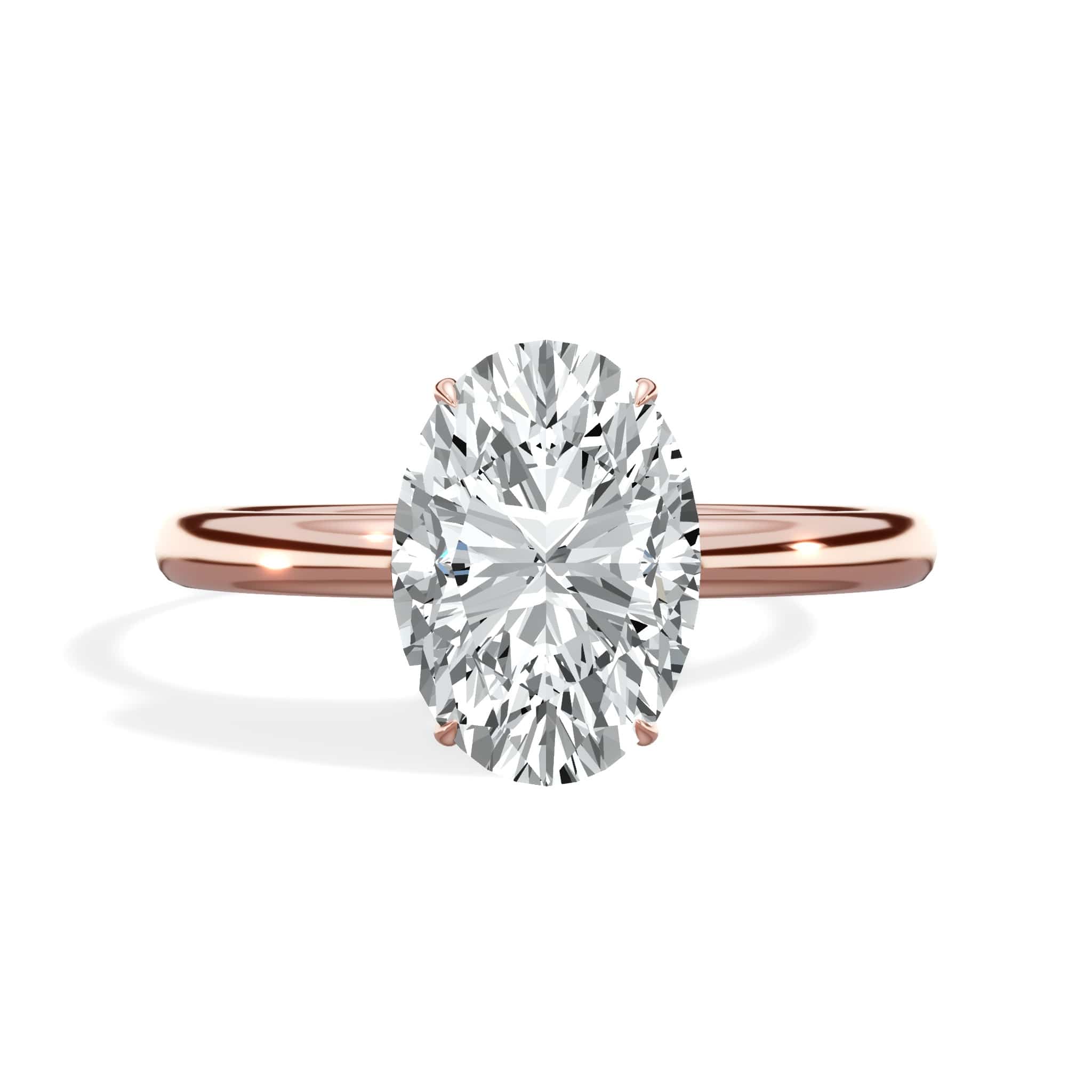 2 Carat Oval Cut Lab Grown Diamond Solitaire Rose Gold Engagement Ring