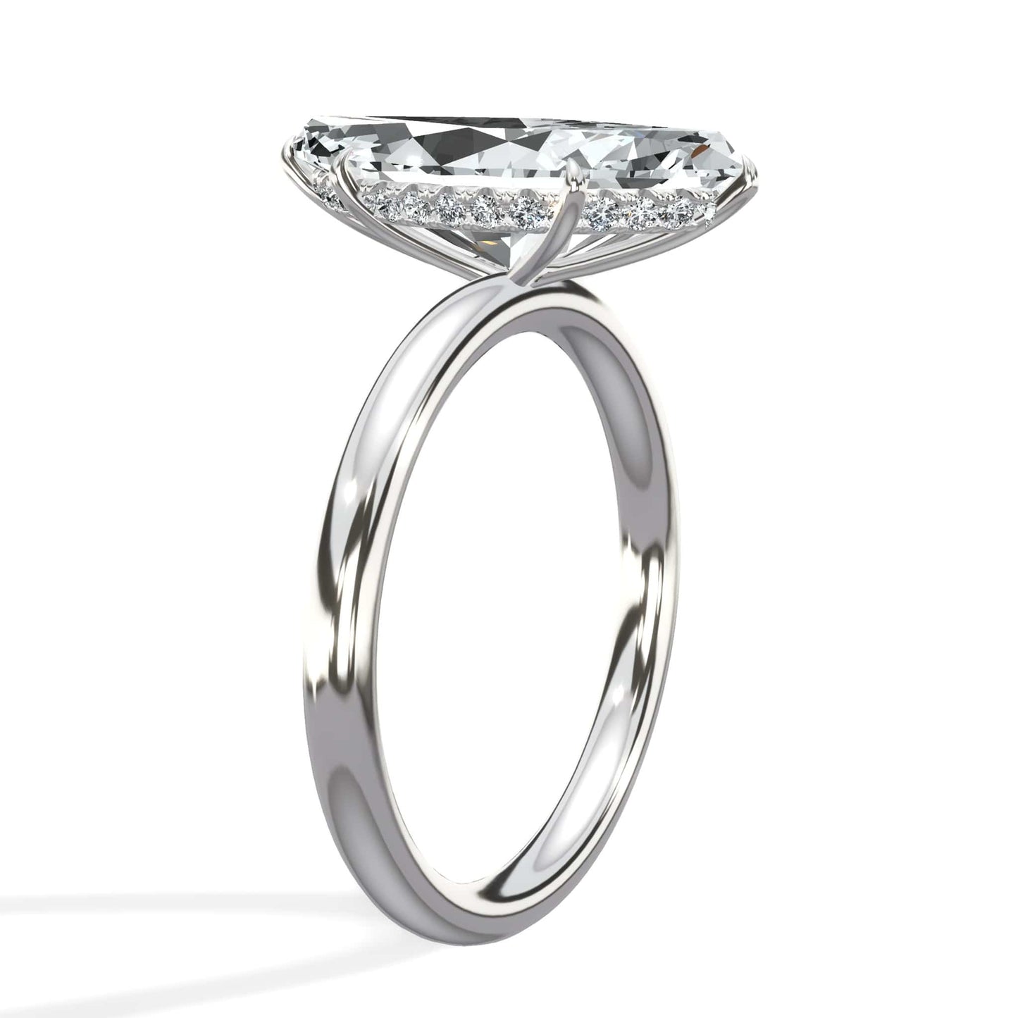 5.20 Carats Lab Grown Marquise Cut Solitaire Hidden Halo Diamond Engagement Ring