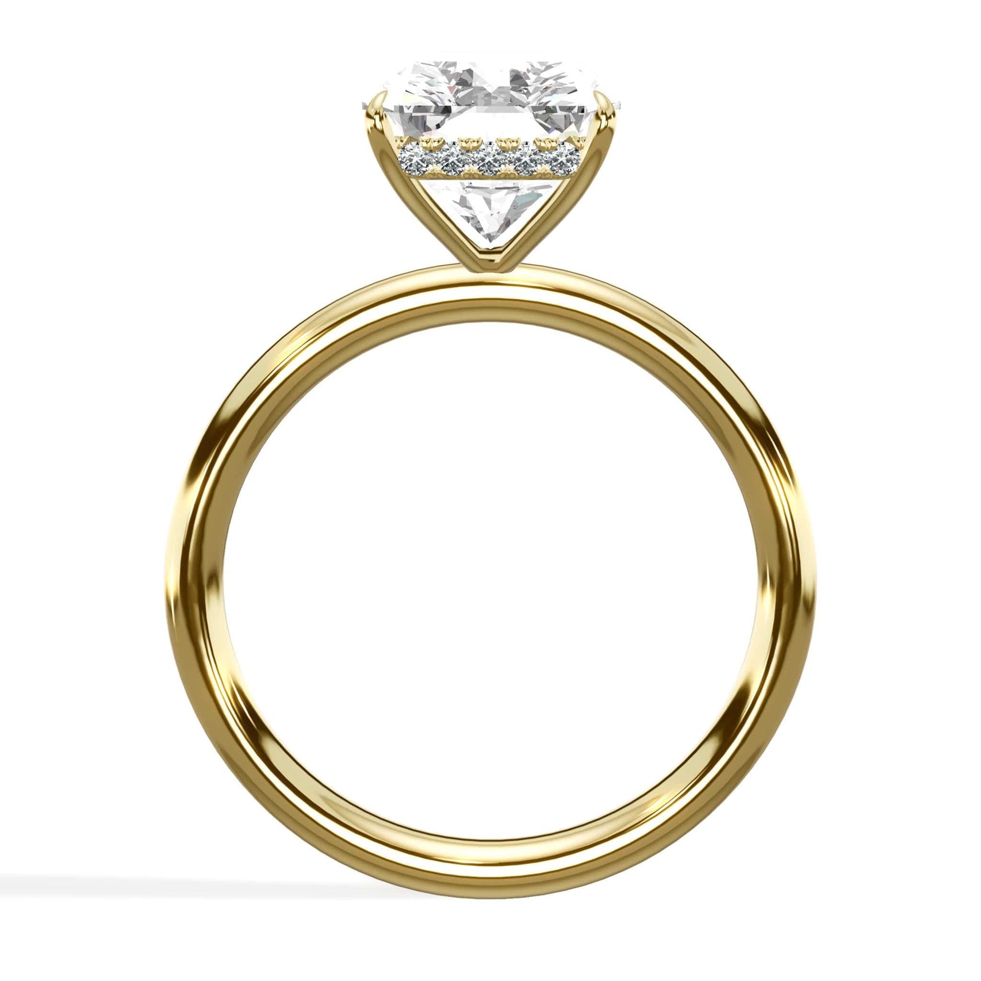 Yellow gold diamond ring with hidden halo