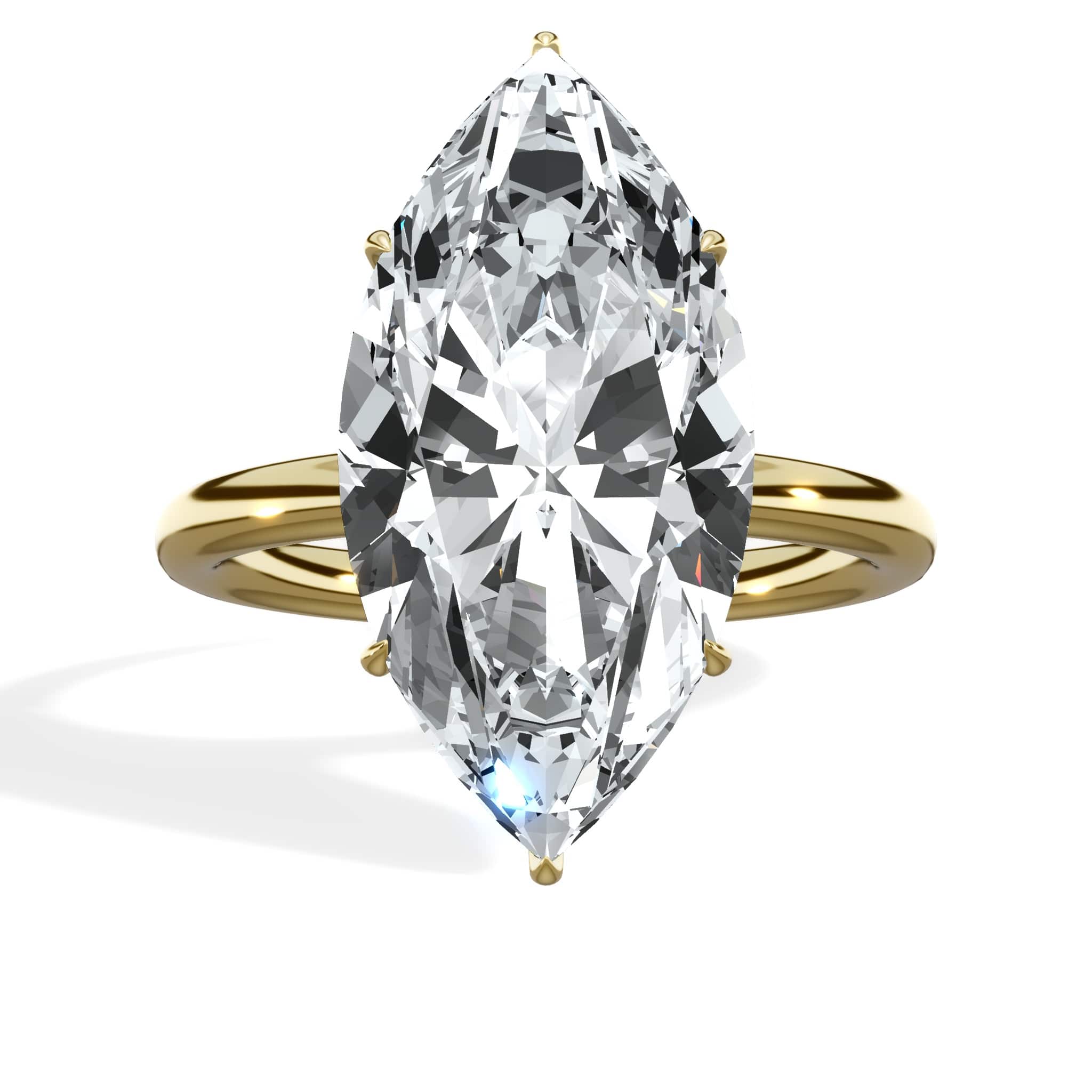 IGI Certified 2 Carat Marquise Lab Grown Diamond Engagement Ring 18K Yellow Gold