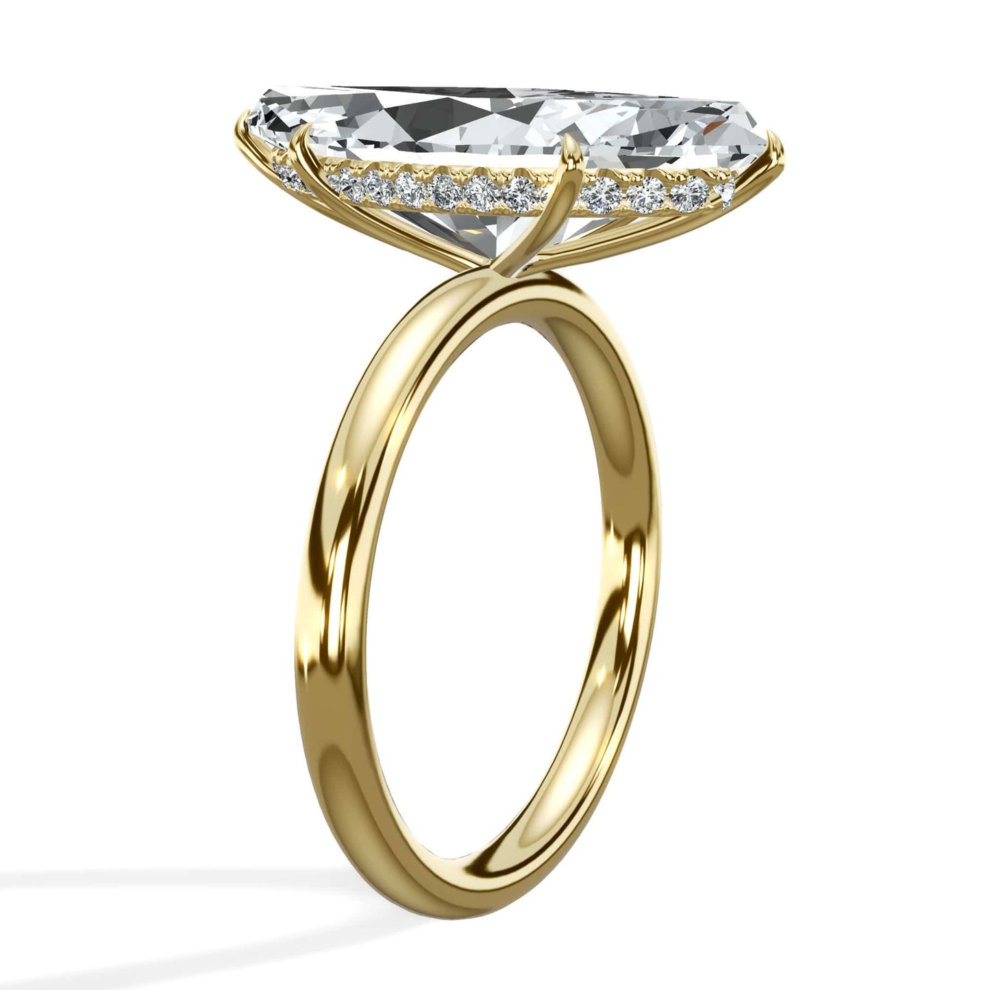 5.25 Carats Lab Grown Marquise Cut Solitaire Hidden Halo Diamond Engagement Ring