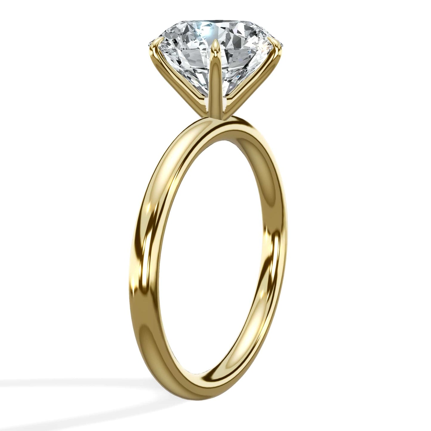 3 Carat Lab Grown Round Brilliant Cut Solitaire Diamond Engagement Ring in Yellow Gold