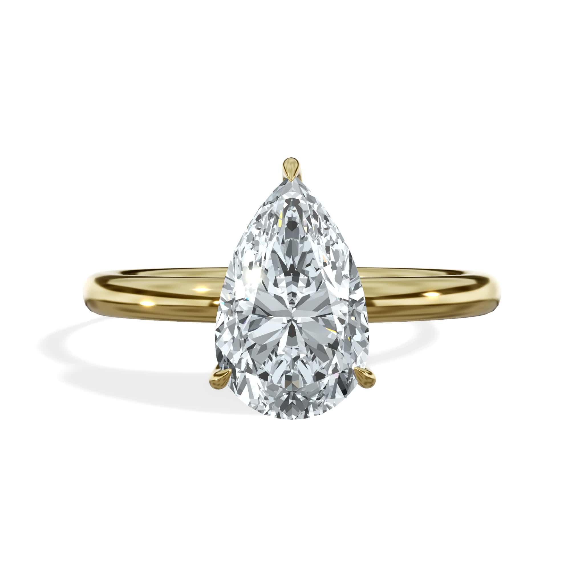 1.50 Carat Pear Shaped Diamond Solitaire Engagement Ring Yellow Gold