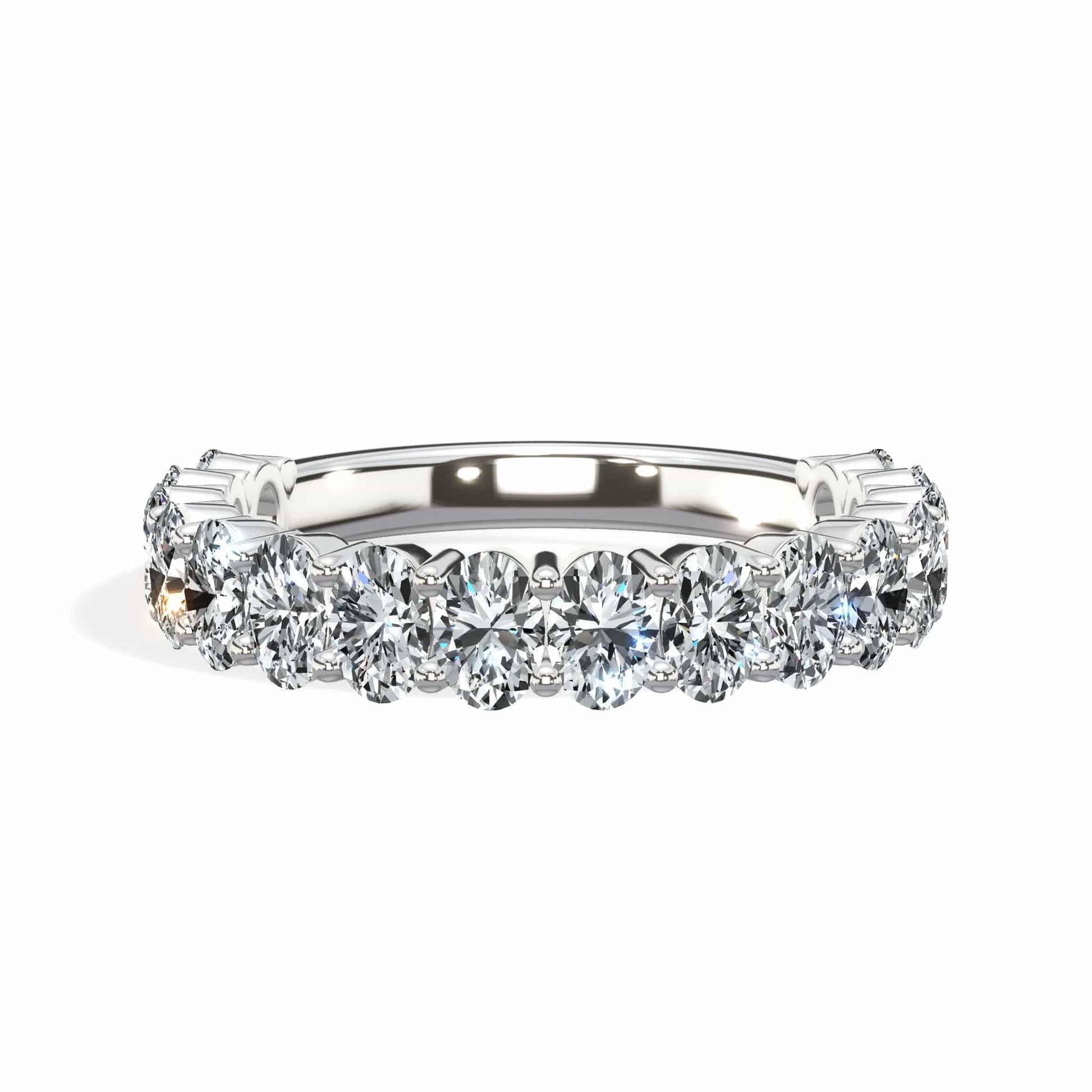 2ct lab grown oval eternity band in white gold
