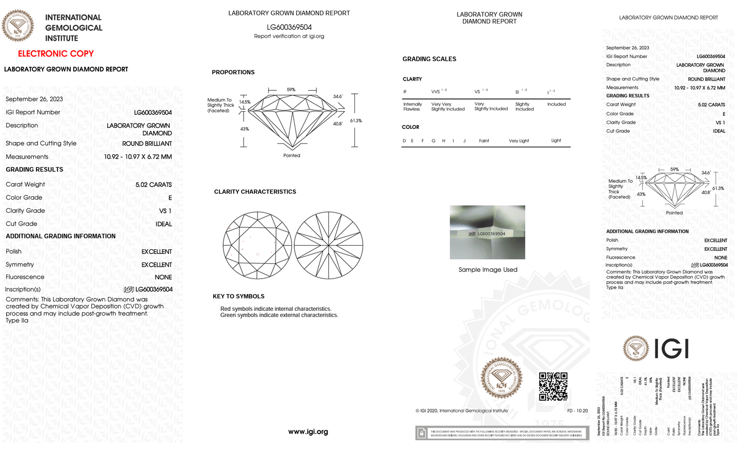 0.02ct Round Diamond IGI Certificate