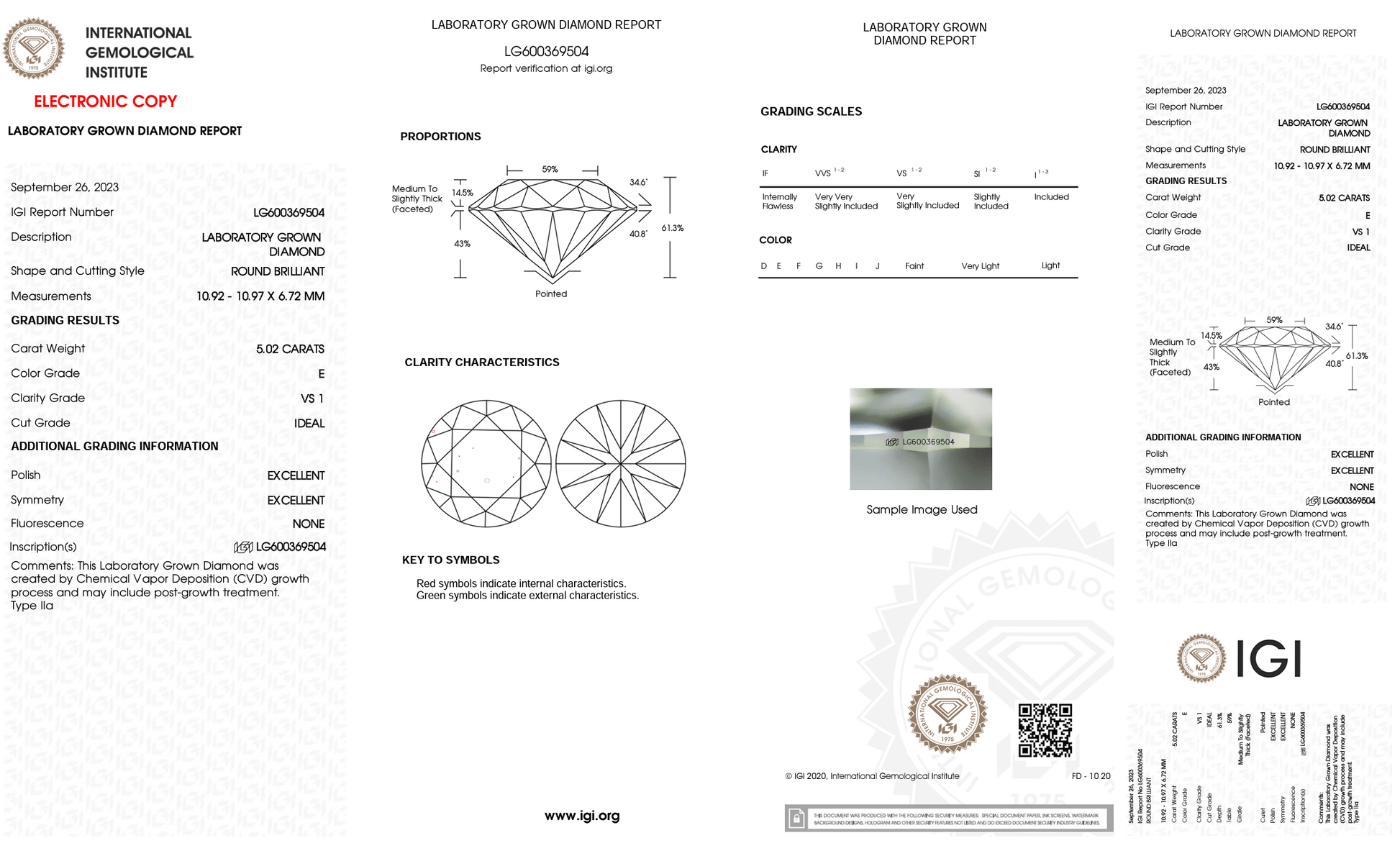 0.02ct Round Diamond IGI Certificate