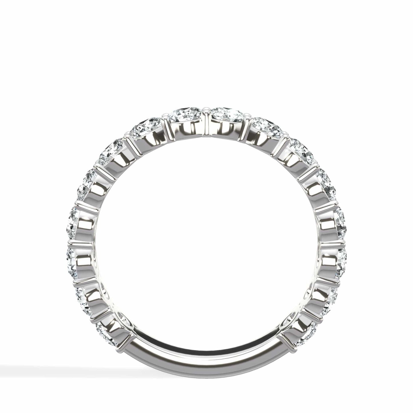 Round cut lab grown diamond eternity band in 14k white gold