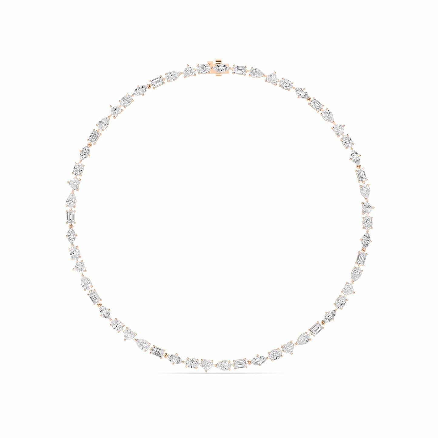 28.90 Carat Multi Shape Lab Grown Diamond Tennis Necklace in 14k White Gold