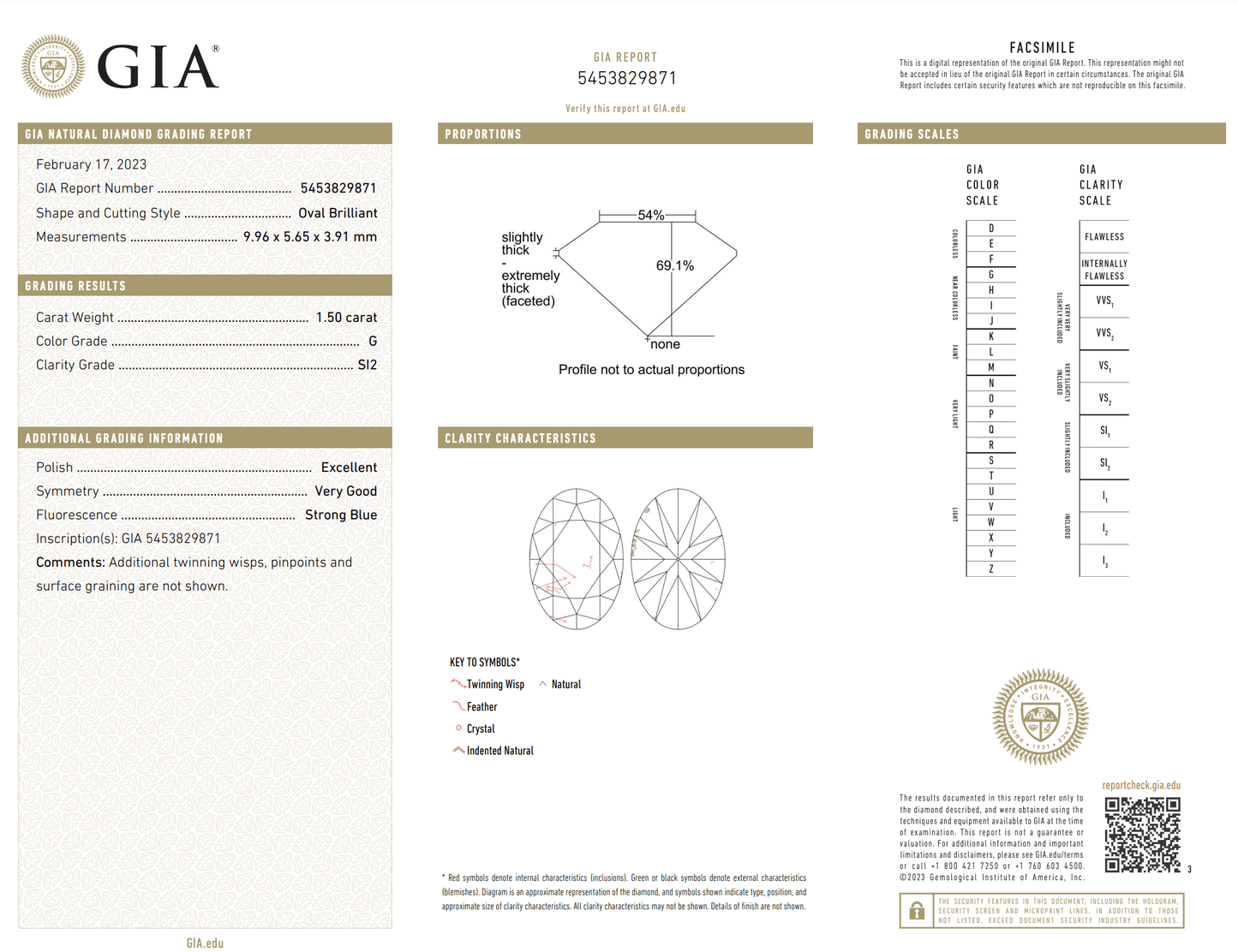 GIA diamond grading report for oval brilliant cut diamond